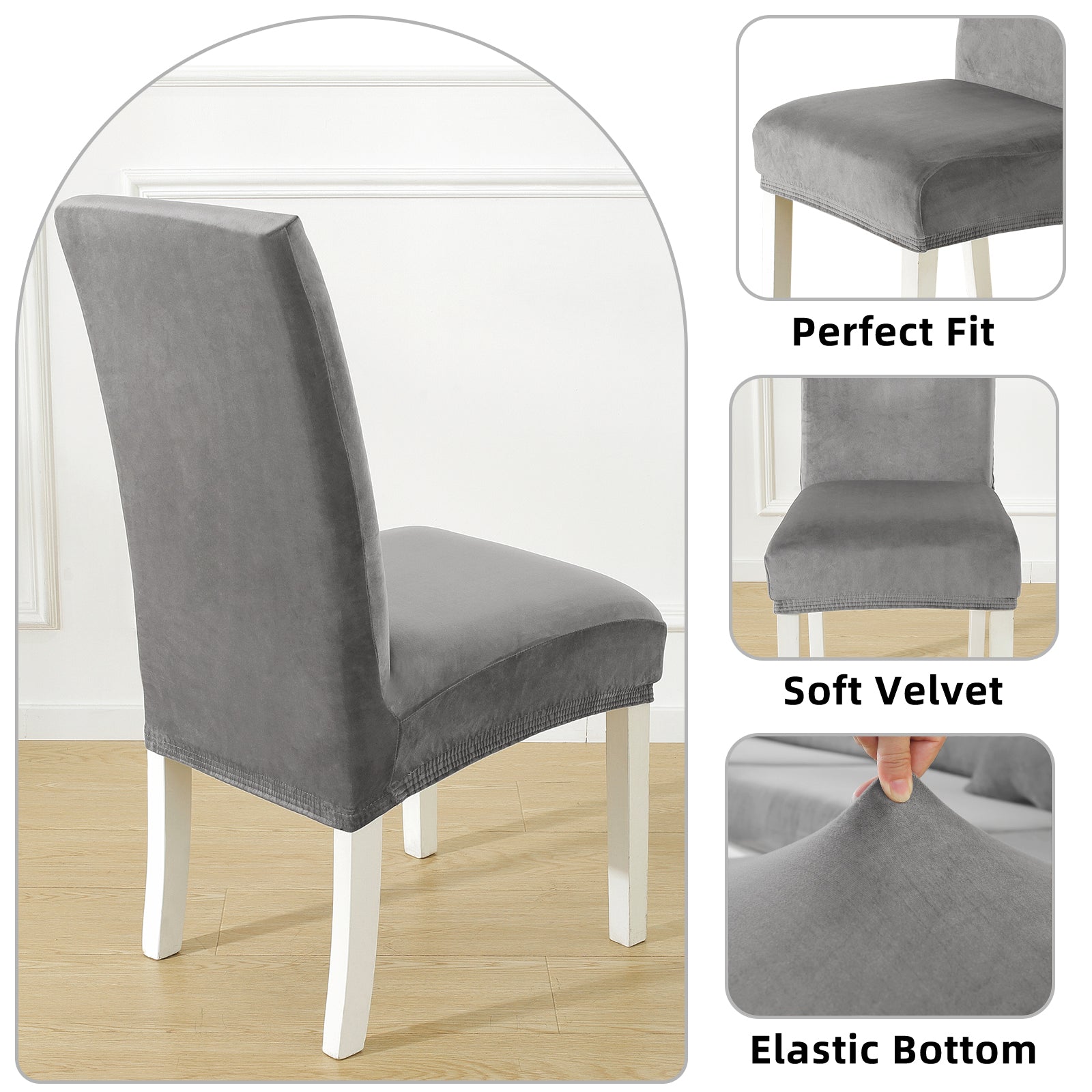 YSTYLE 6 pezzi di coprisedie in velluto elasticizzato con schienale