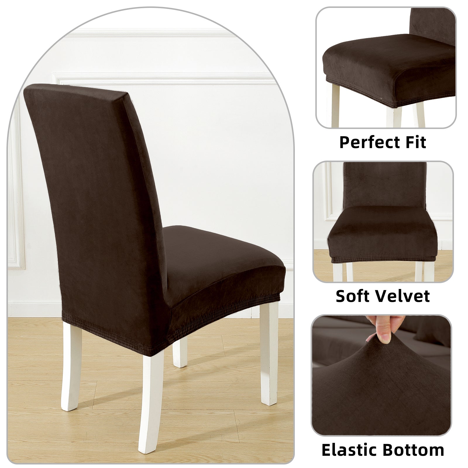 YSTYLE 6 pezzi di coprisedie in velluto elasticizzato con schienale