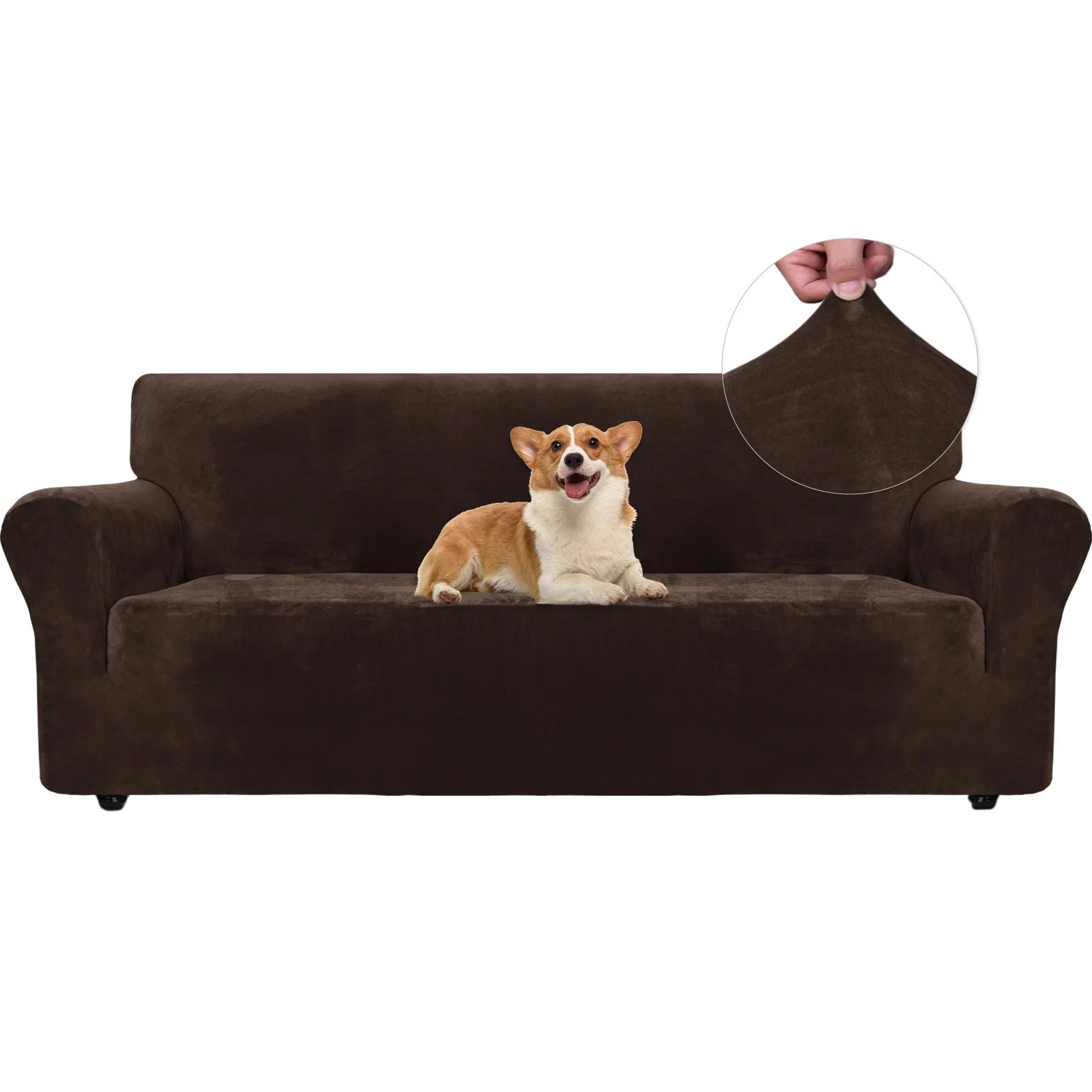 YSTYLE Velvet 3 Seater Sofa Cover – Stretch Fit, Anti-Scratch, Pet-Friendly, Non-Slip, Washable