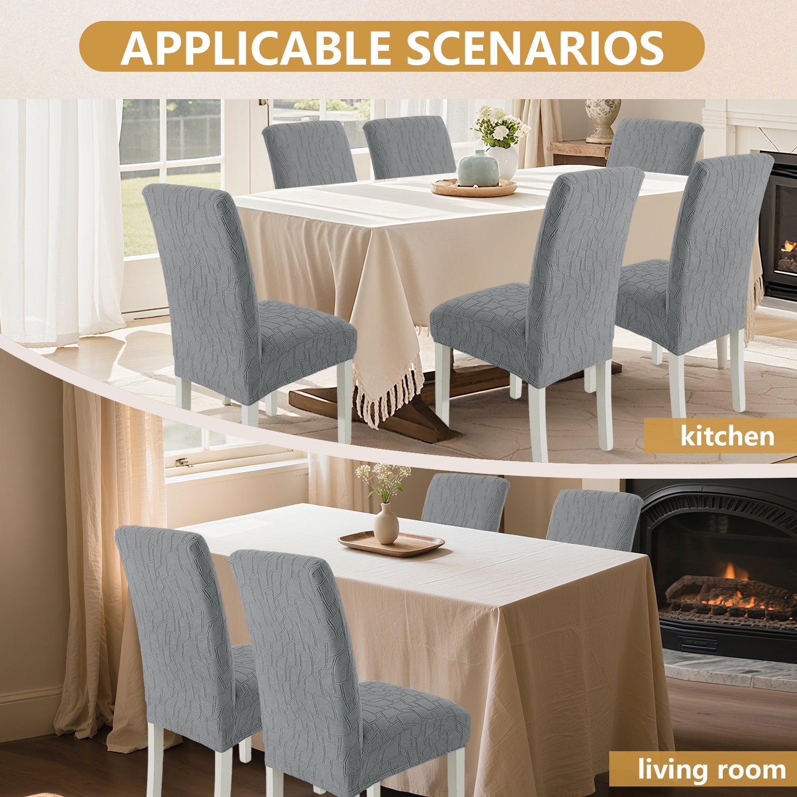 Ystyle 2-Piece Chair Covers with Backrest, Elastic Living Room Kitchen Chair Slipcovers, Soft Comfortable Anti-Scratch Chair Covers, Easy to Clean and Durable, Washable Removable