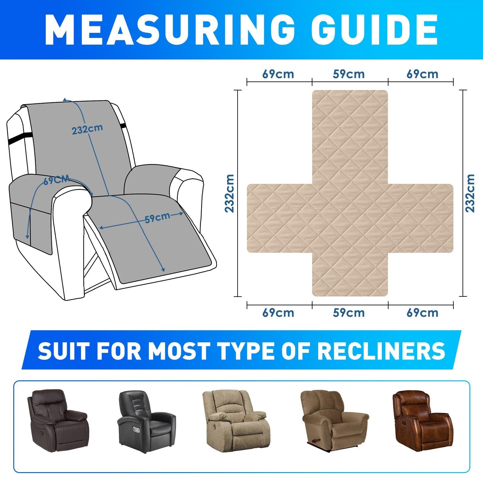 Waterproof 1 Seater Armchair Cover with Non-Slip Backing and Pockets-YSTYLE