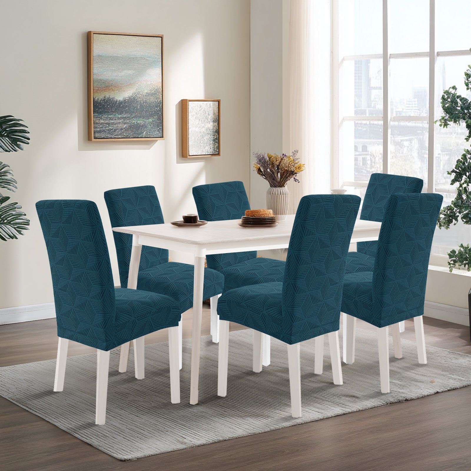 Ystyle 6-Piece Chair Covers with Backrest, Elastic Slipcovers, Universal Living Room Kitchen Chair Protectors, Cat Scratch-Resistant Modern Stain-Proof Dining Chair Covers