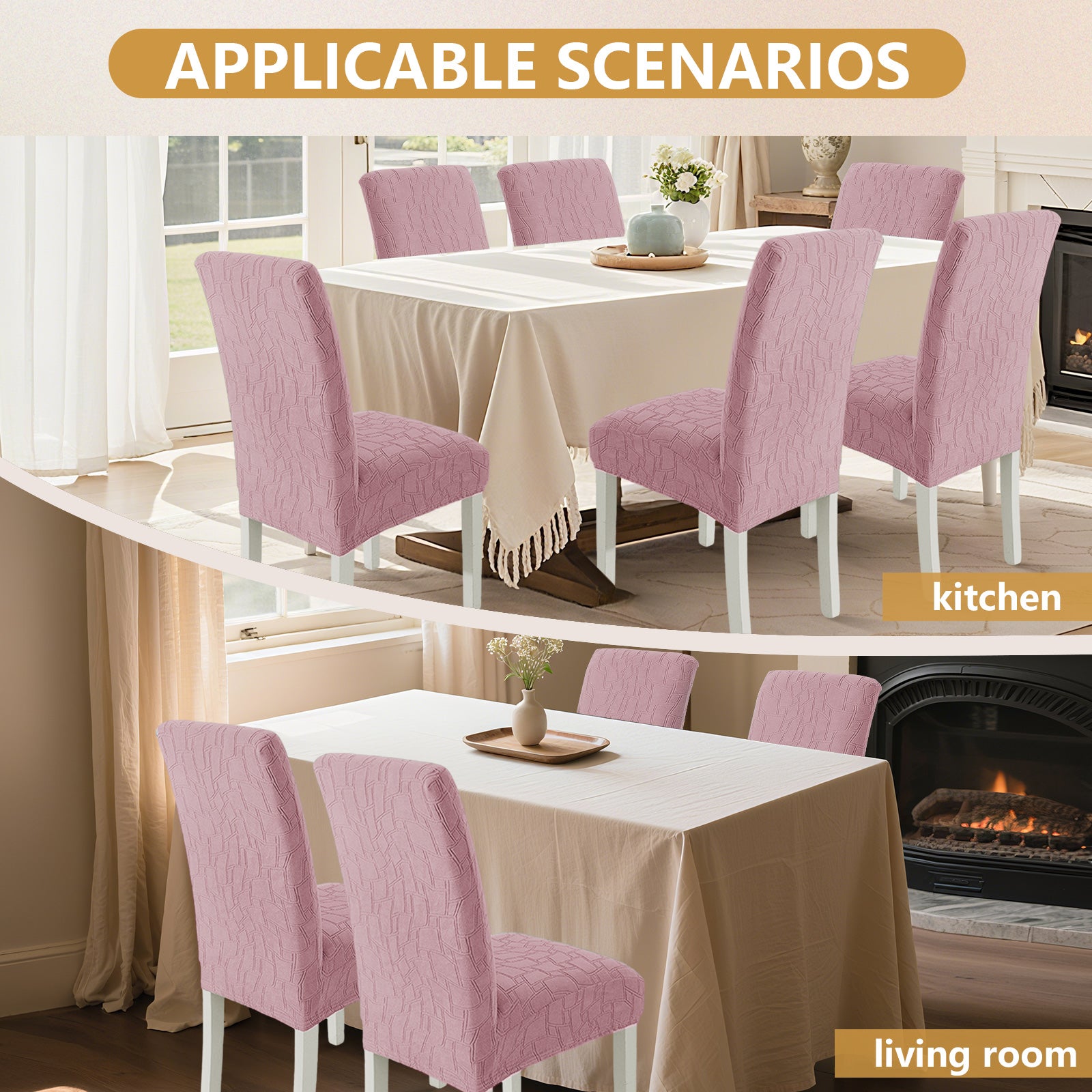 Ystyle 6 Pieces Stretch Chair Covers with Backrest Washable-YSTYLE