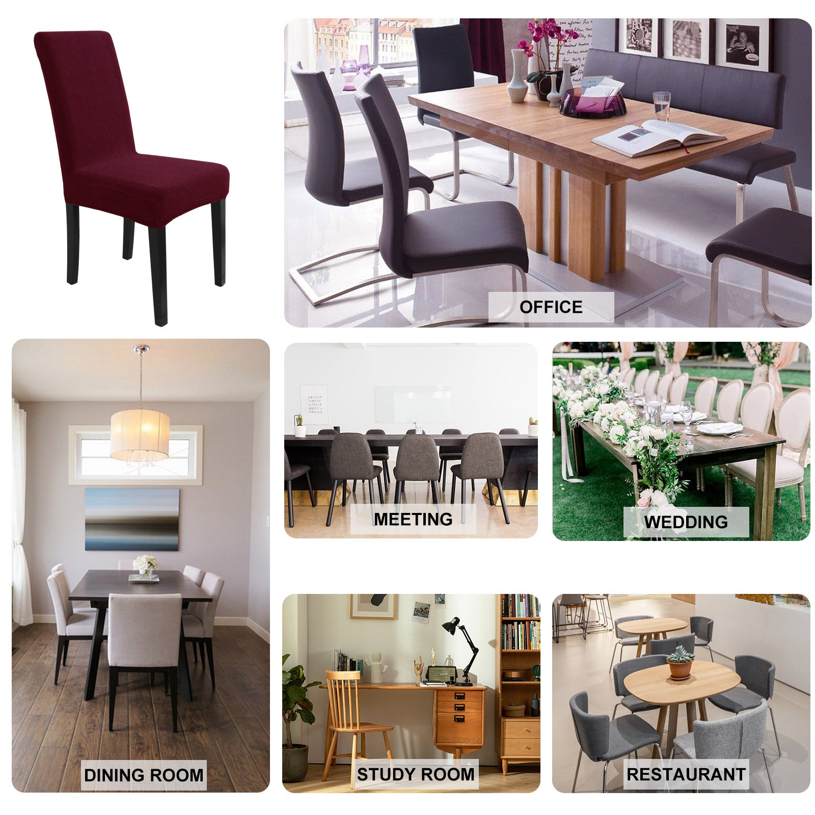 YSTYLE 2 Pieces élastique Dining Chair couvertures Diamond Jacquard