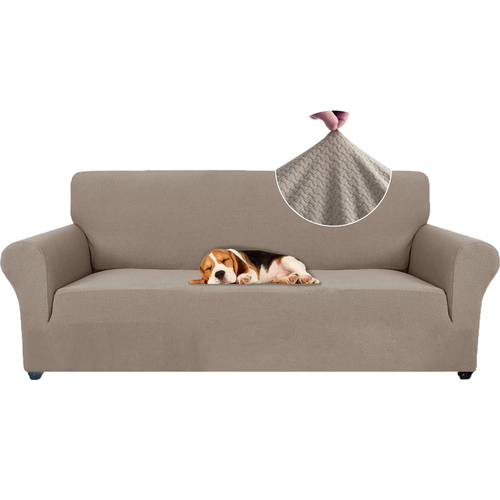 YSTYLE 3 Seater Sofa Cover – Stretch Jacquard, Anti-Slip, Cat-Proof, Washable, Full Cover-Knot