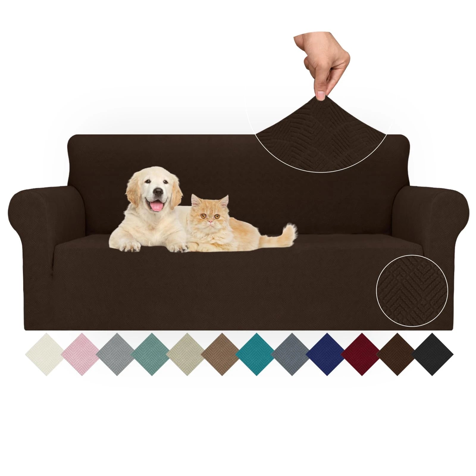 YSTYLE 3 Seater Sofa Cover – Stretch Fit, Anti-Slip, Pet-Proof, Full Coverage, Washable,Rhombic