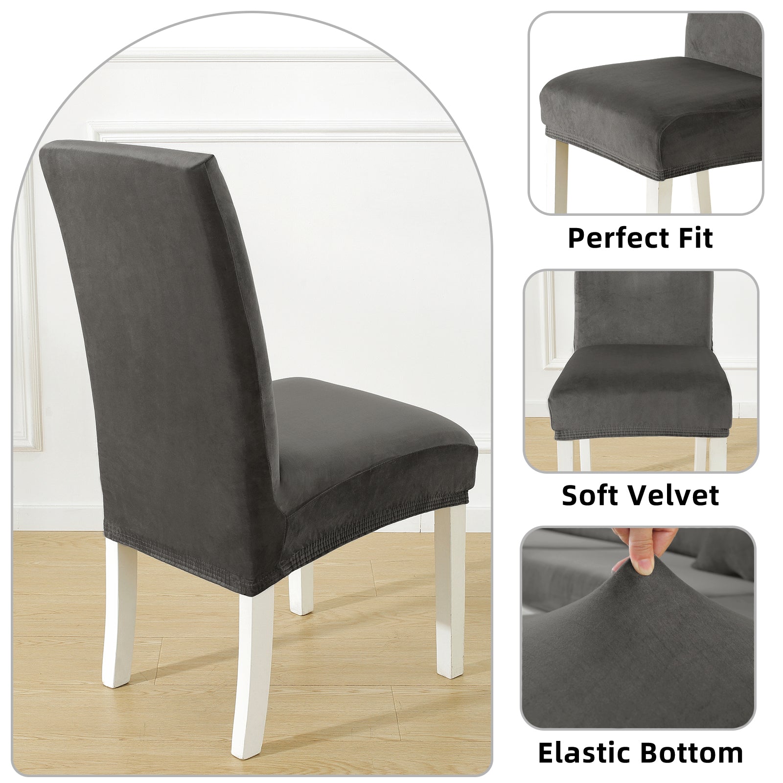 YSTYLE 4 Pieces velours élastique Chair couvertures with Backrest
