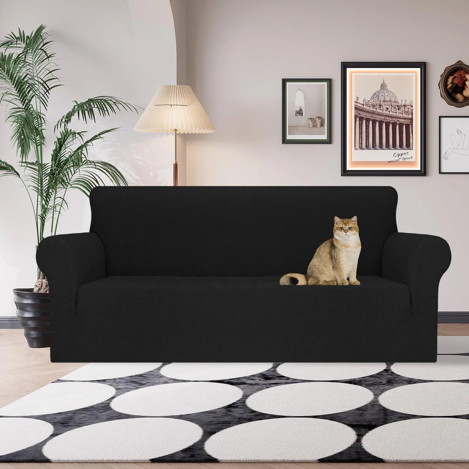 YSTYLE Stretch 3 Seater Sofa Cover with Armrests Anti-Slip Washable-YSTYLE