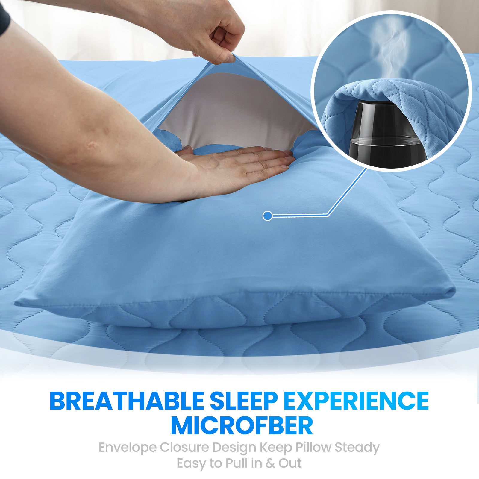 YSTYLE 2 Waterproof Pillowcases 50x80cm Breathable Anti Mite-YSTYLE