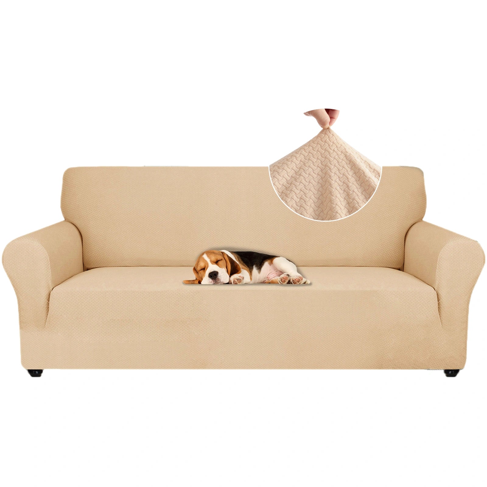 YSTYLE 3 Seater Sofa Cover – Stretch Jacquard, Anti-Slip, Cat-Proof, Washable, Full Cover-Knot