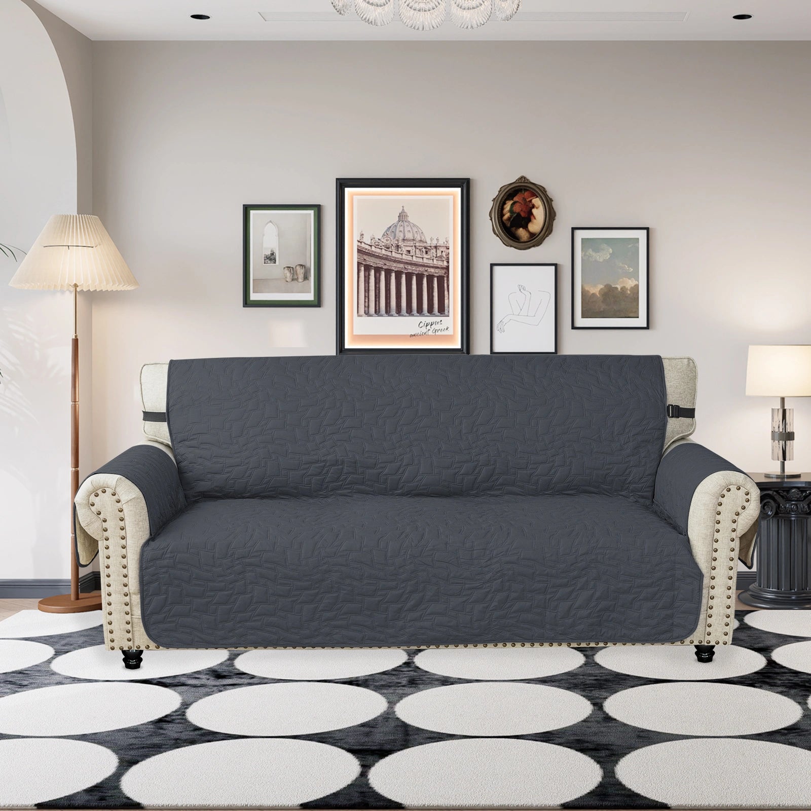 YSTYLE 3 Seater Sofa Cover – Waterproof, Anti-Slip, Cat Scratch-Resistant, Quilted Protection-Quads Shape