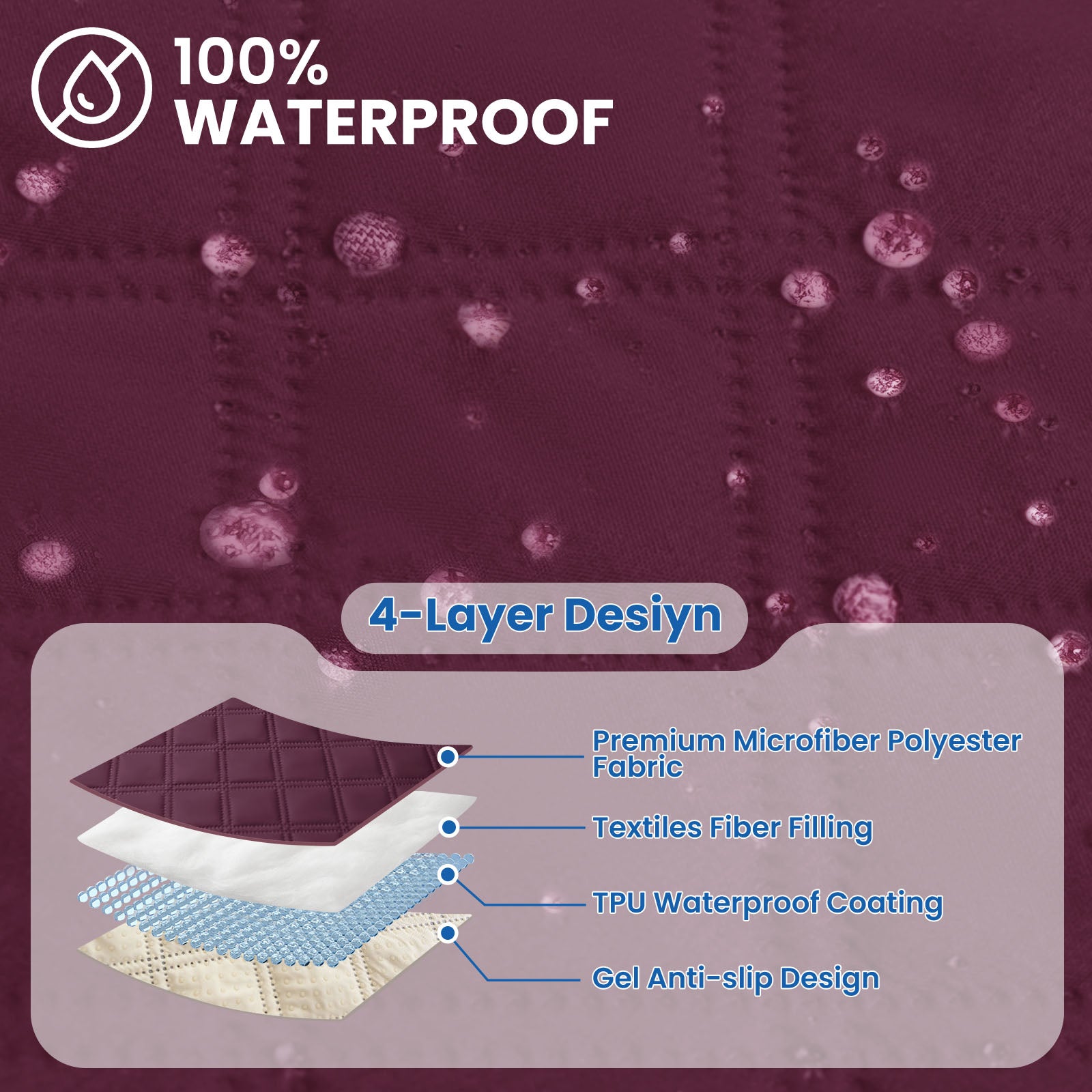 YSTYLE Waterproof Armchair Cover with Pockets and Non Slip Backing-YSTYLE