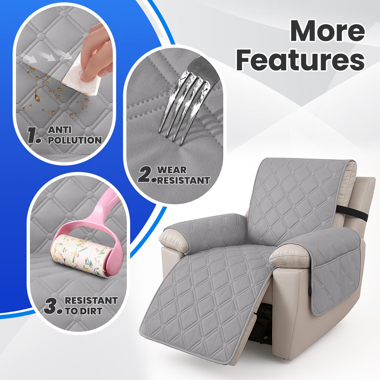 YSTYLE Waterproof Armchair Cover with Pockets and Non Slip Backing-YSTYLE