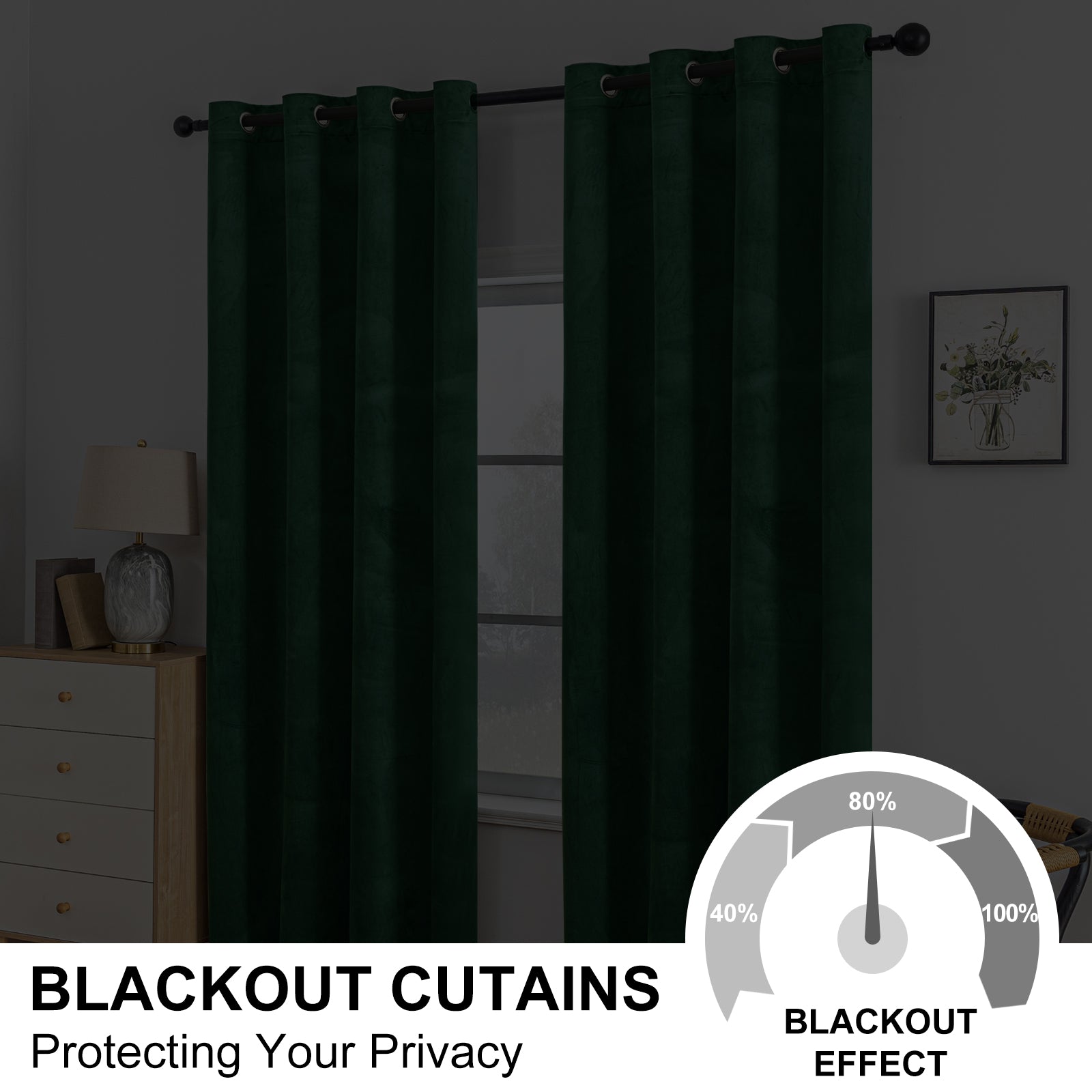 YSTYLE 2 Pieces Velvet Blackout Curtains Thermal Insulated-YSTYLE