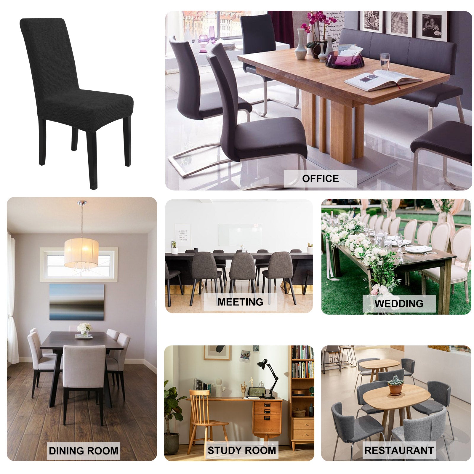 YSTYLE 6 Stück Stretch-Esszimmerstuhlbezüge Diamant-Jacquard