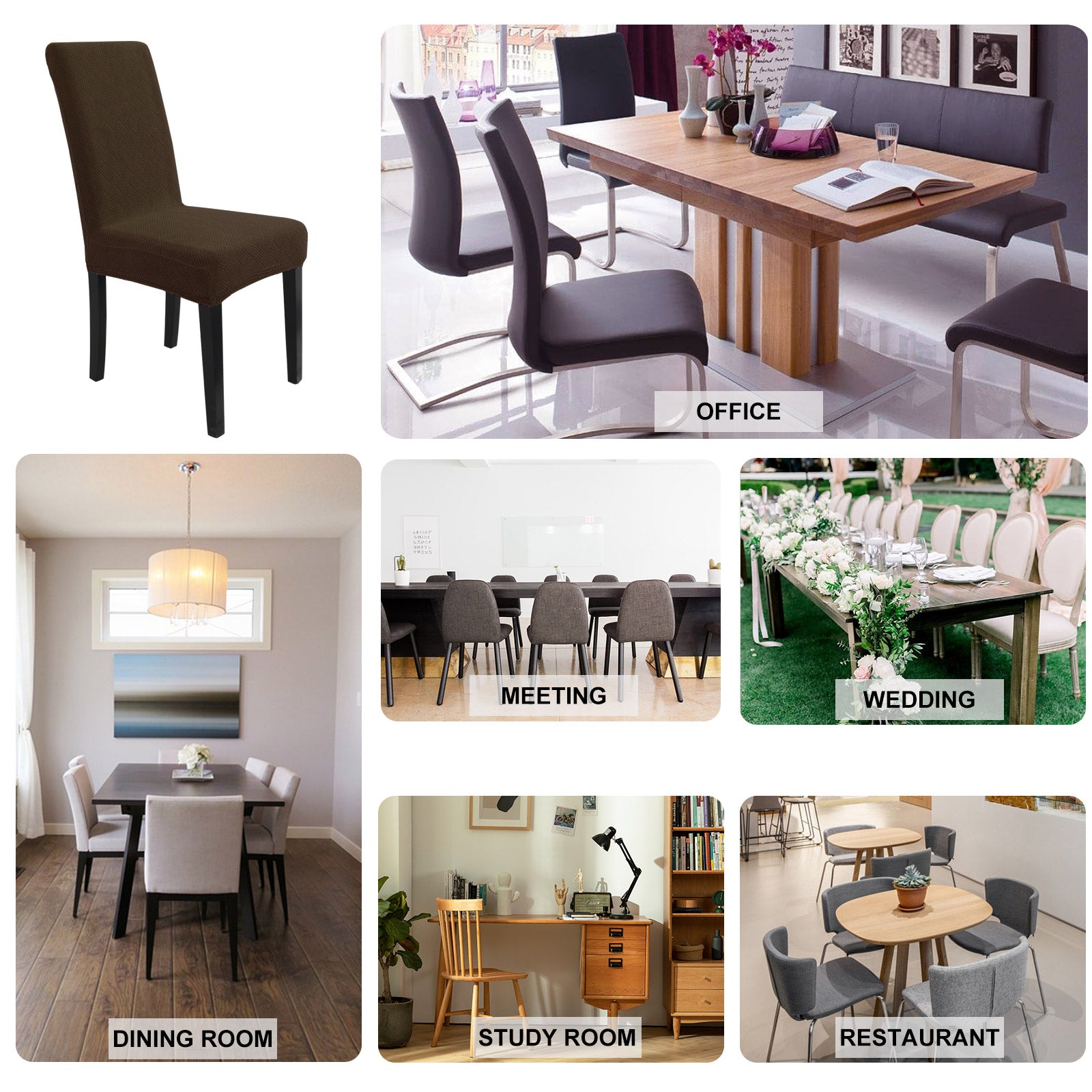 YSTYLE 2 Pieces élastique Dining Chair couvertures Diamond Jacquard