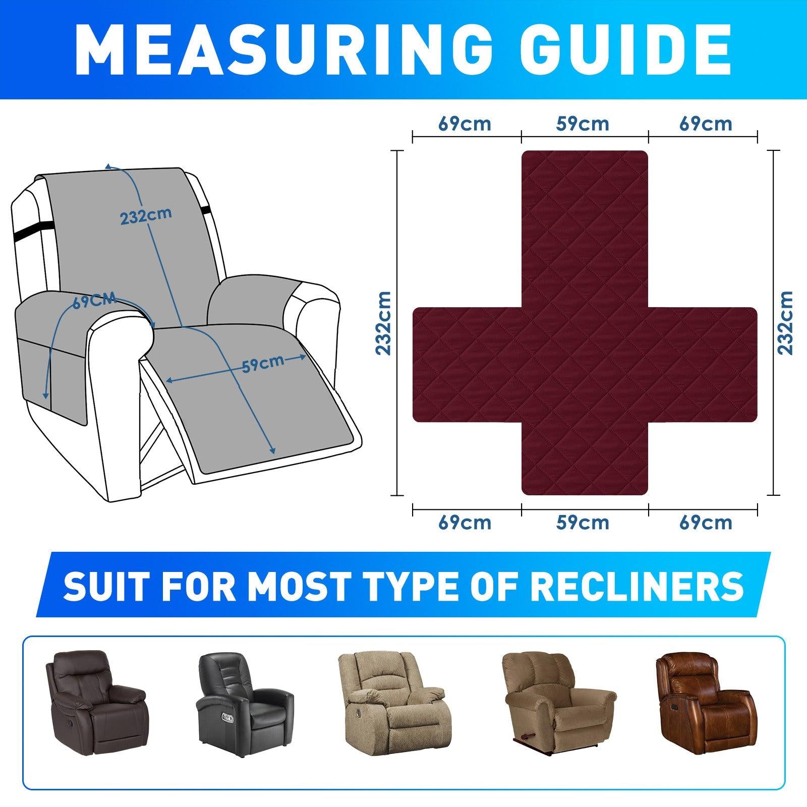 Waterproof 1 Seater Armchair Cover with Non-Slip Backing and Pockets-YSTYLE
