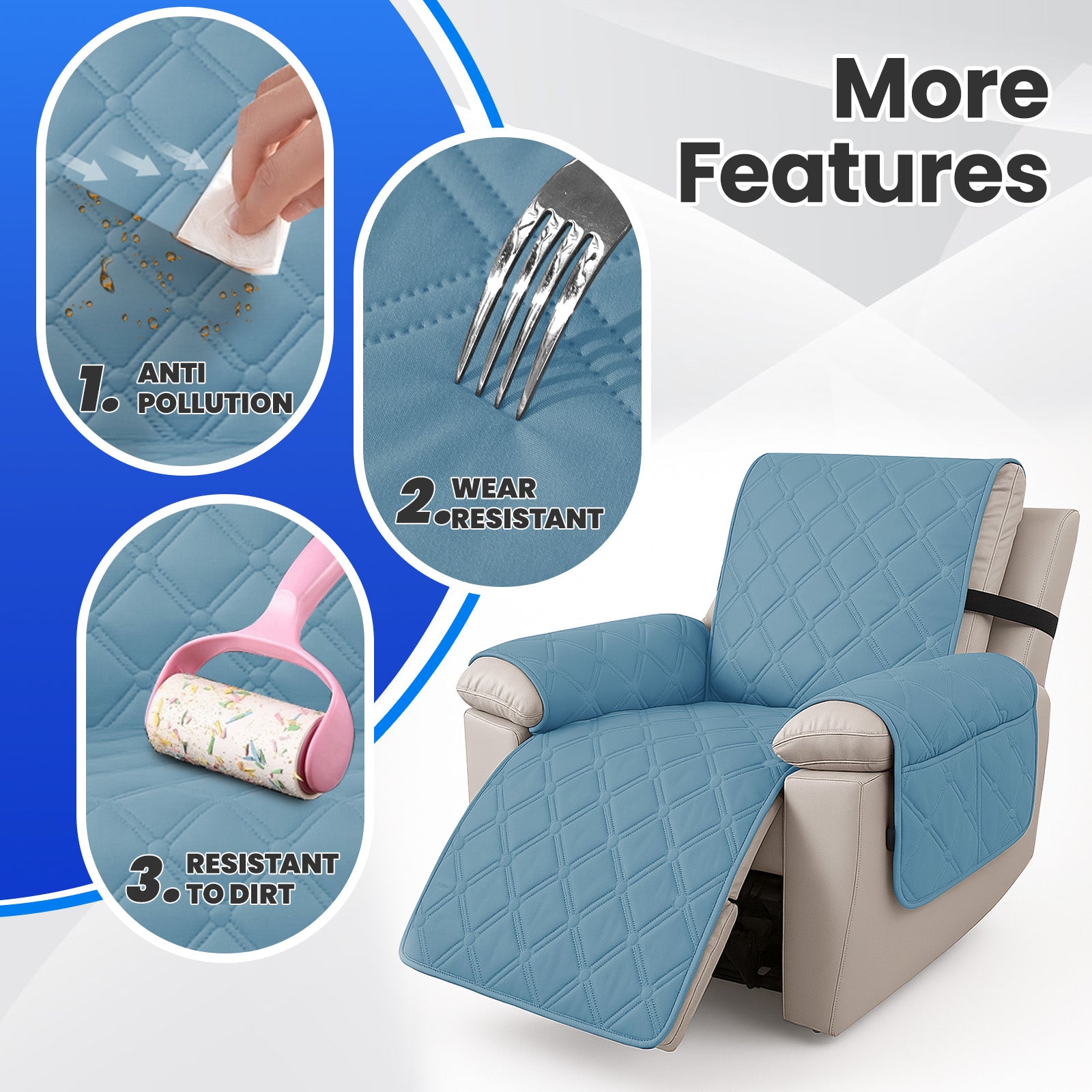 YSTYLE Waterproof Armchair Cover with Pockets and Non Slip Backing-YSTYLE
