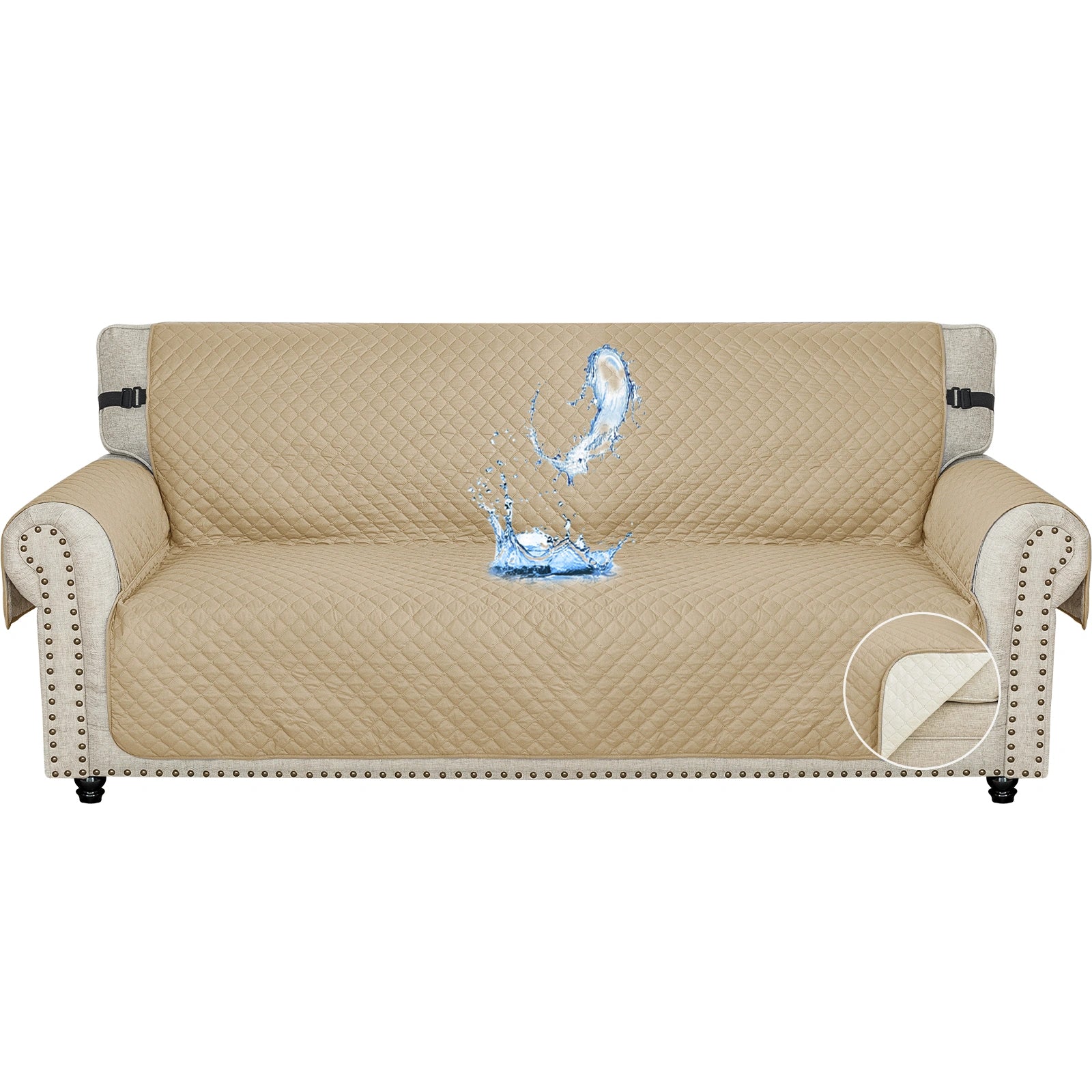 YSTYLE Waterproof 4 Seater Sofa Cover with Side Pockets Anti-Slip-YSTYLE