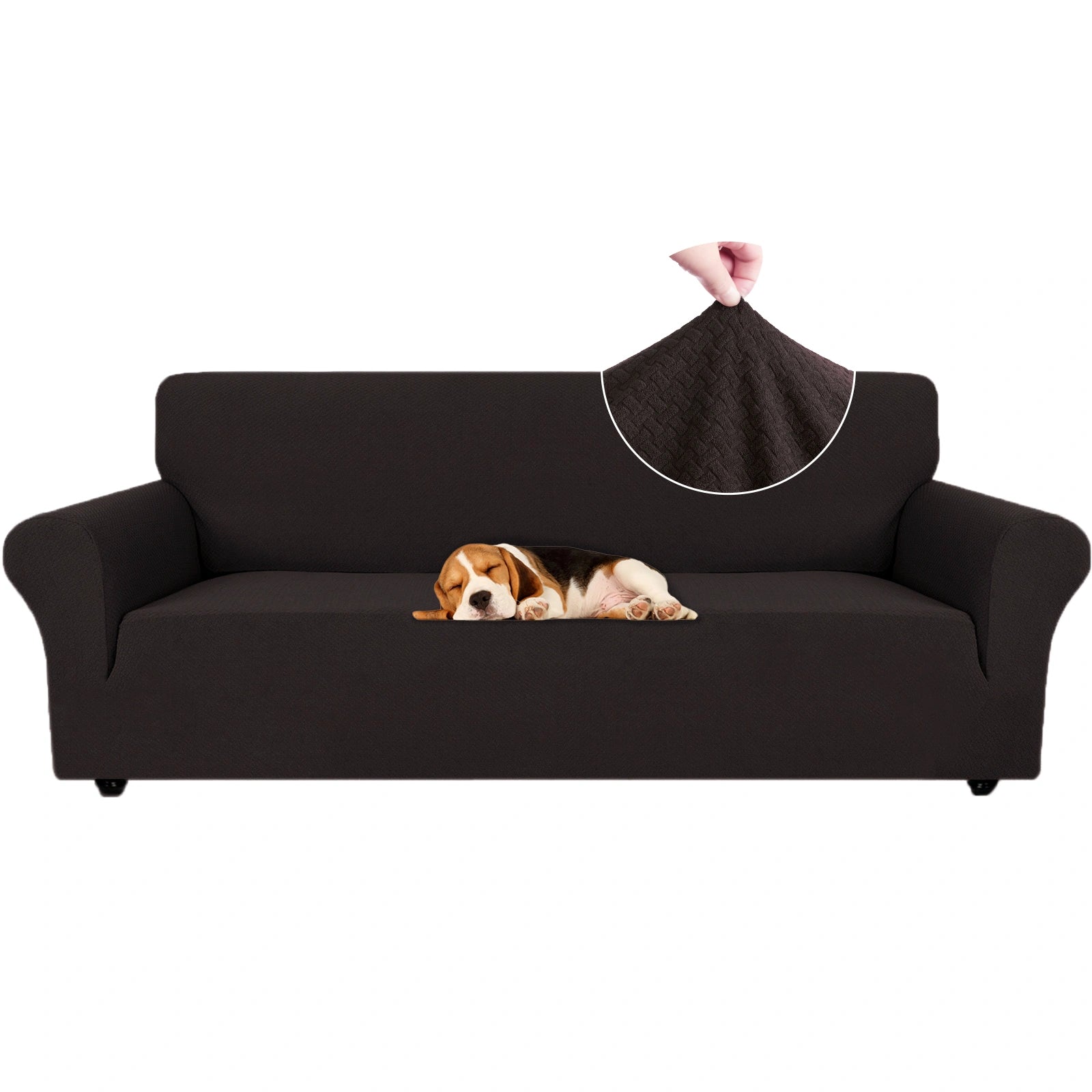 YSTYLE 3 Seater Sofa Cover – Stretch Jacquard, Anti-Slip, Cat-Proof, Washable, Full Cover-Knot