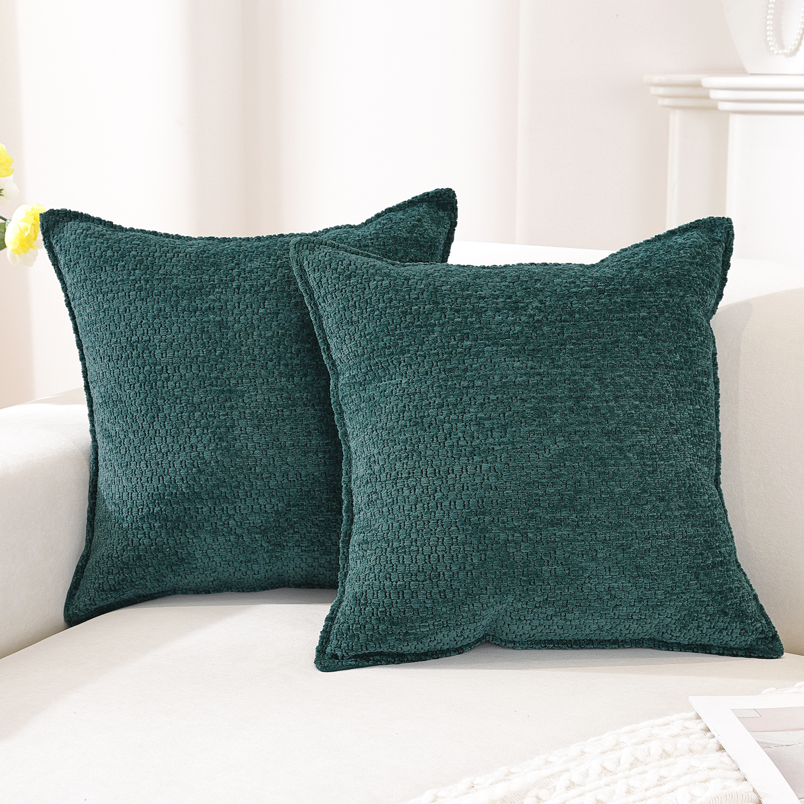 Ystyle2 Pieces Chenille Sofa Cushion Covers 60x60cm Soft-YSTYLE