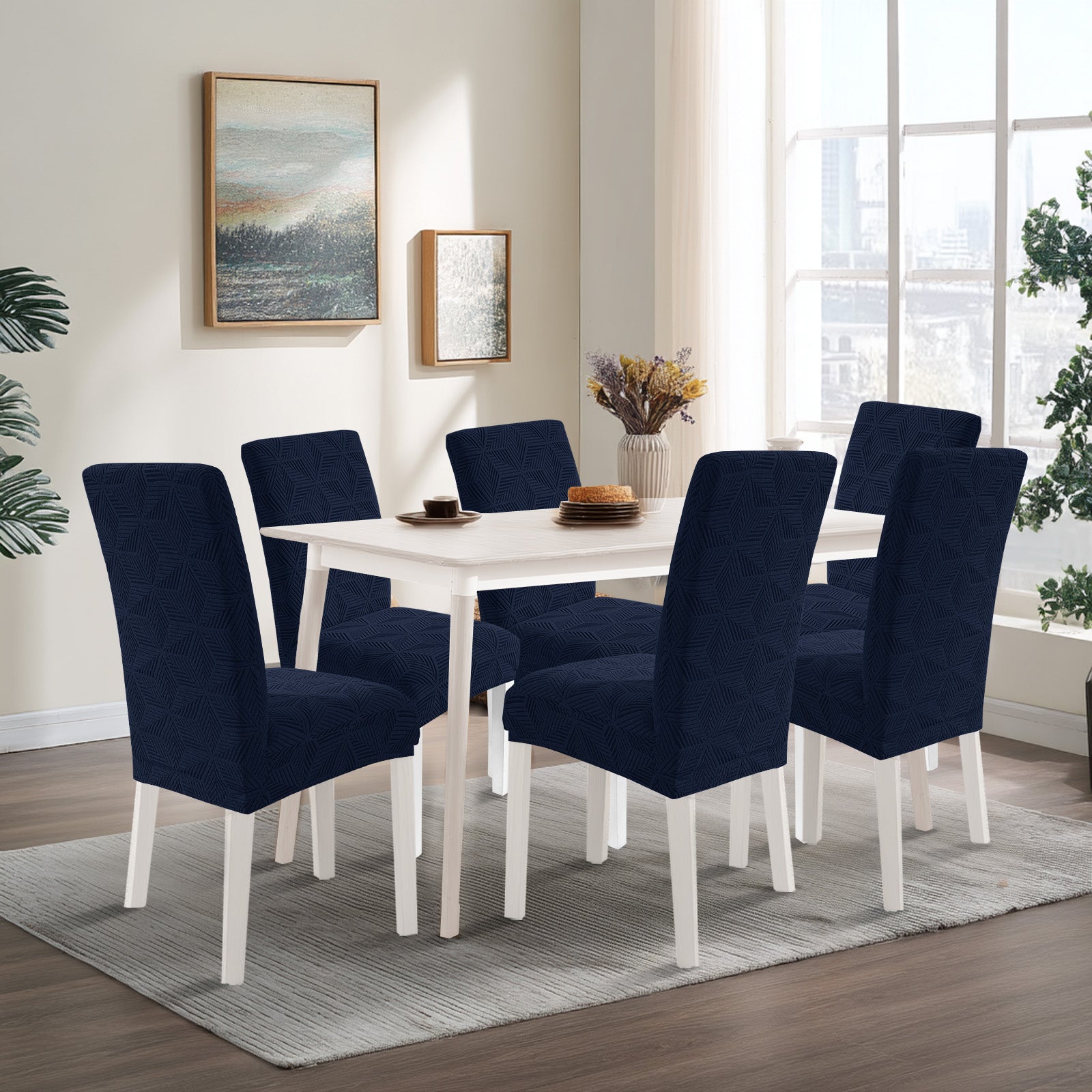 Ystyle 6-Piece Chair Covers with Backrest, Elastic Slipcovers, Universal Living Room Kitchen Chair Protectors, Cat Scratch-Resistant Modern Stain-Proof Dining Chair Covers