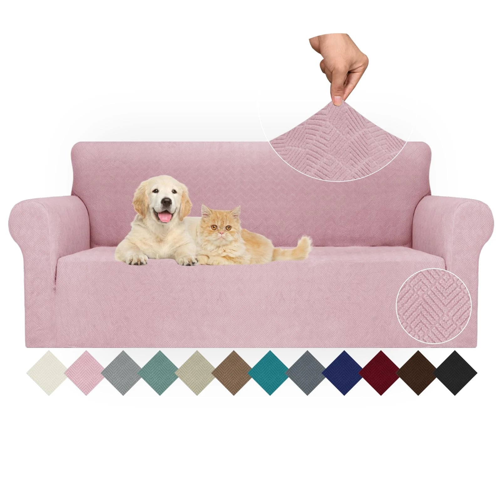 YSTYLE Stretch 3 Seater Sofa Cover with Armrests Anti-Slip Washable-YSTYLE