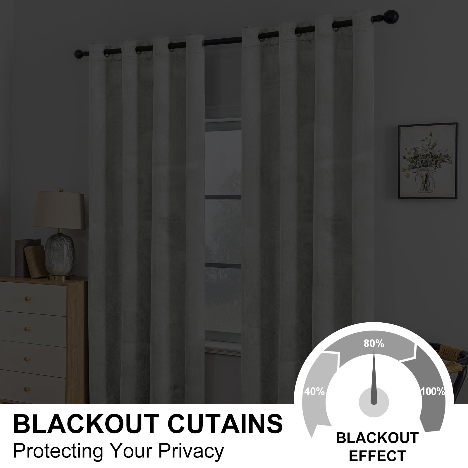 YSTYLE 2 Pieces Velvet Blackout Curtains Thermal Insulated-YSTYLE