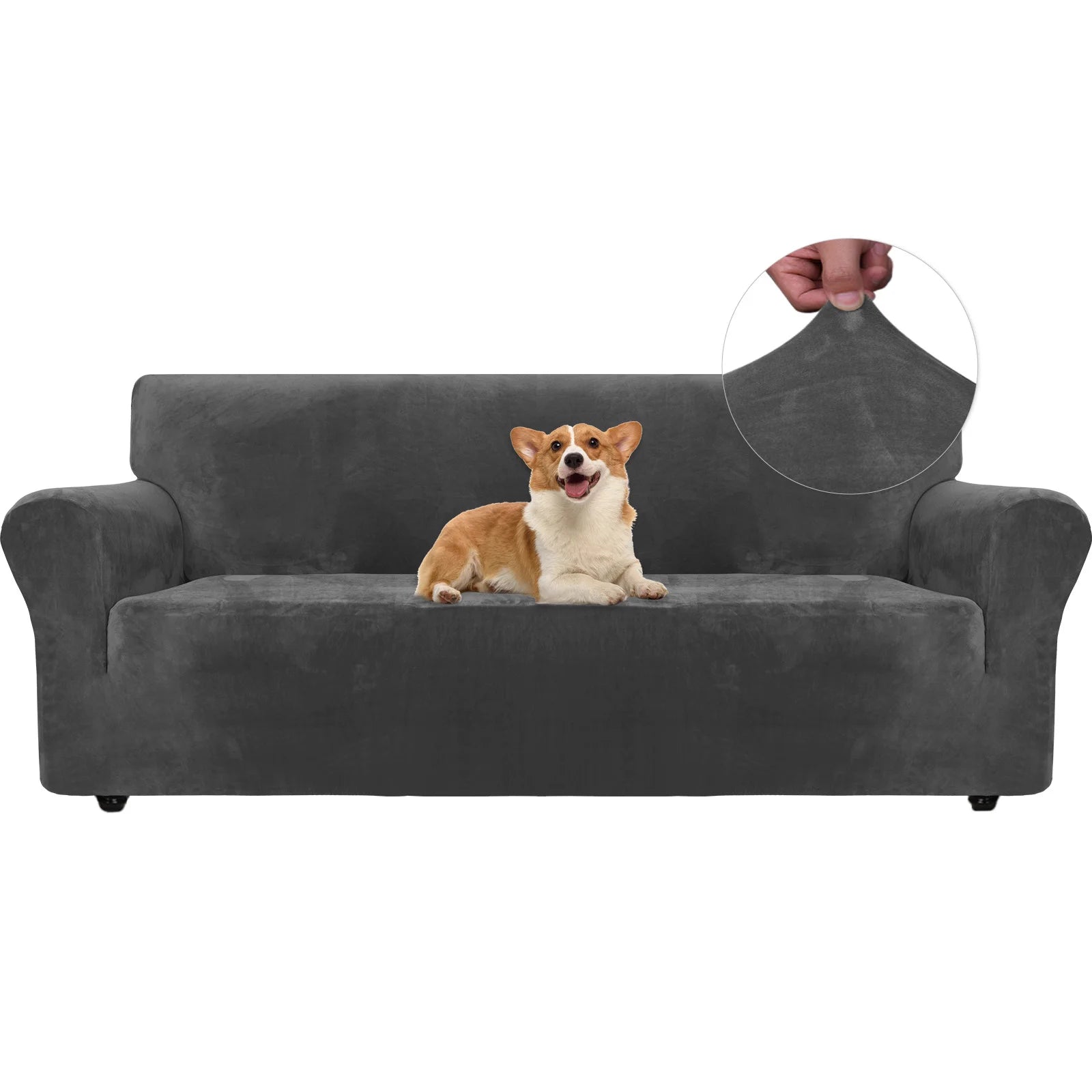 YSTYLE Velvet 3 Seater Sofa Cover – Stretch Fit, Anti-Scratch, Pet-Friendly, Non-Slip, Washable