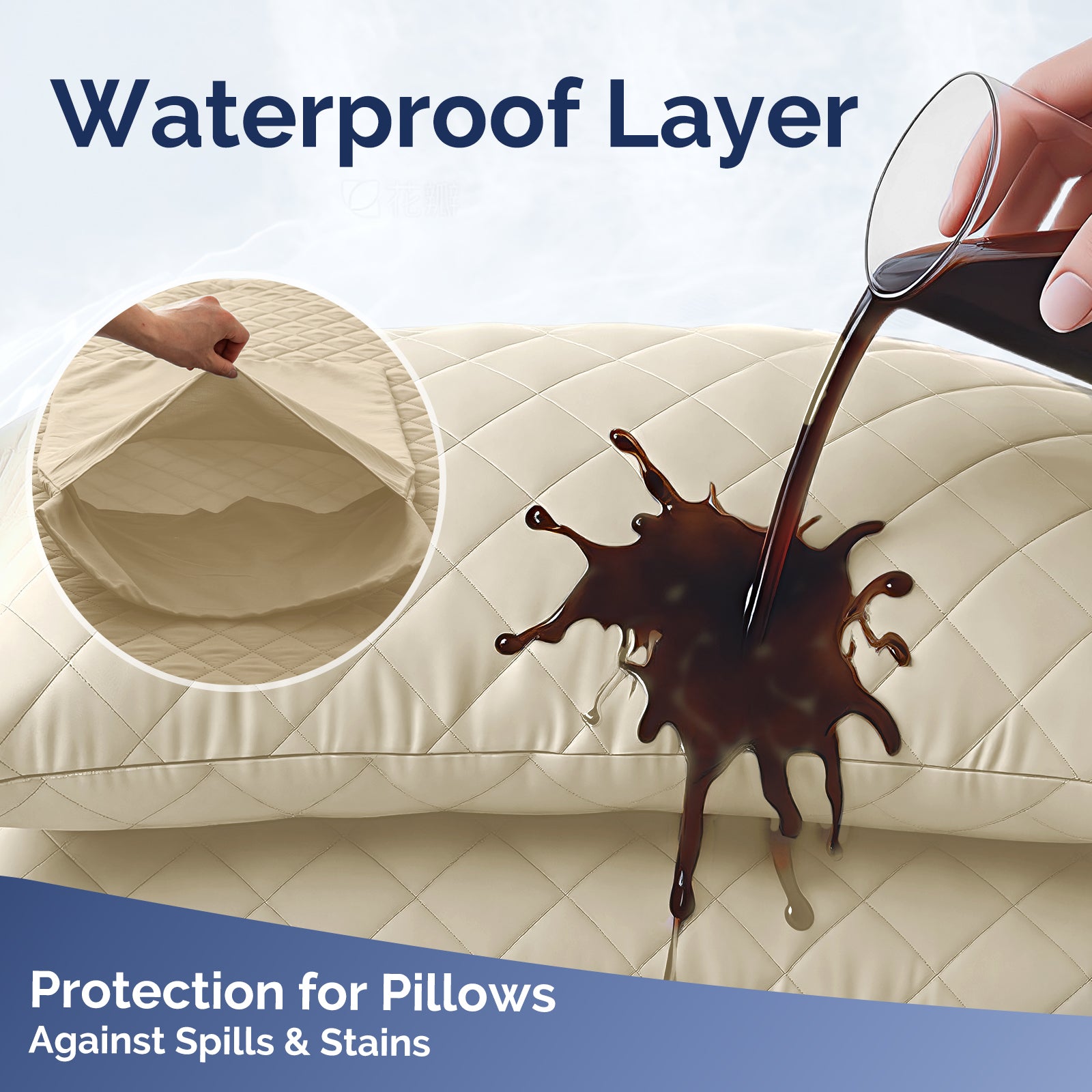 YSTYLE 2 Waterproof Pillowcases 50x80cm Breathable Anti Mite-YSTYLE
