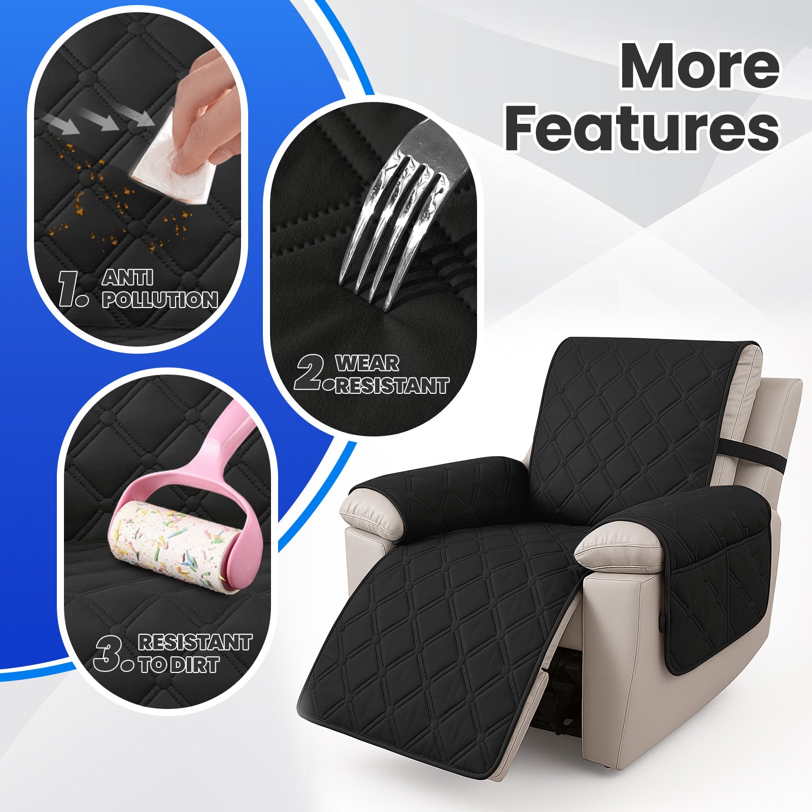 YSTYLE Waterproof Armchair Cover with Pockets and Non Slip Backing-YSTYLE