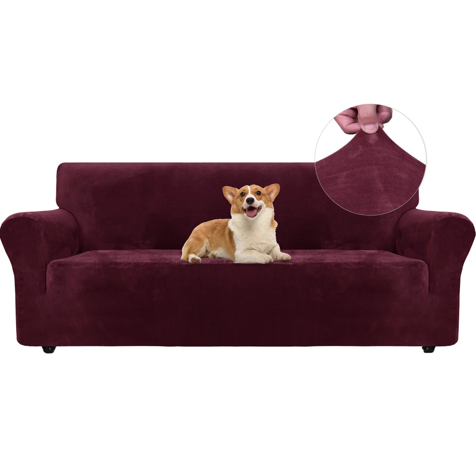 YSTYLE Velvet 3 Seater Sofa Cover – Stretch Fit, Anti-Scratch, Pet-Friendly, Non-Slip, Washable
