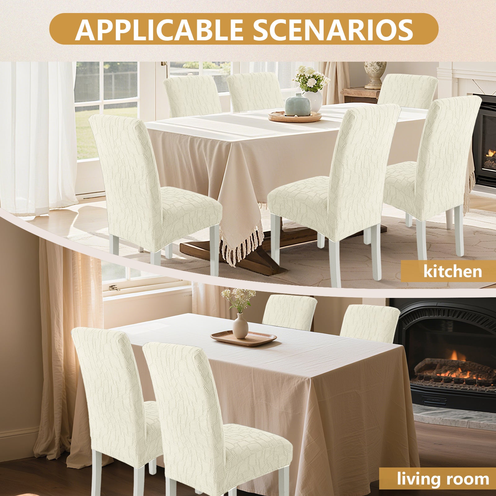 Ystyle 6 Pieces Stretch Chair Covers with Backrest Washable-YSTYLE