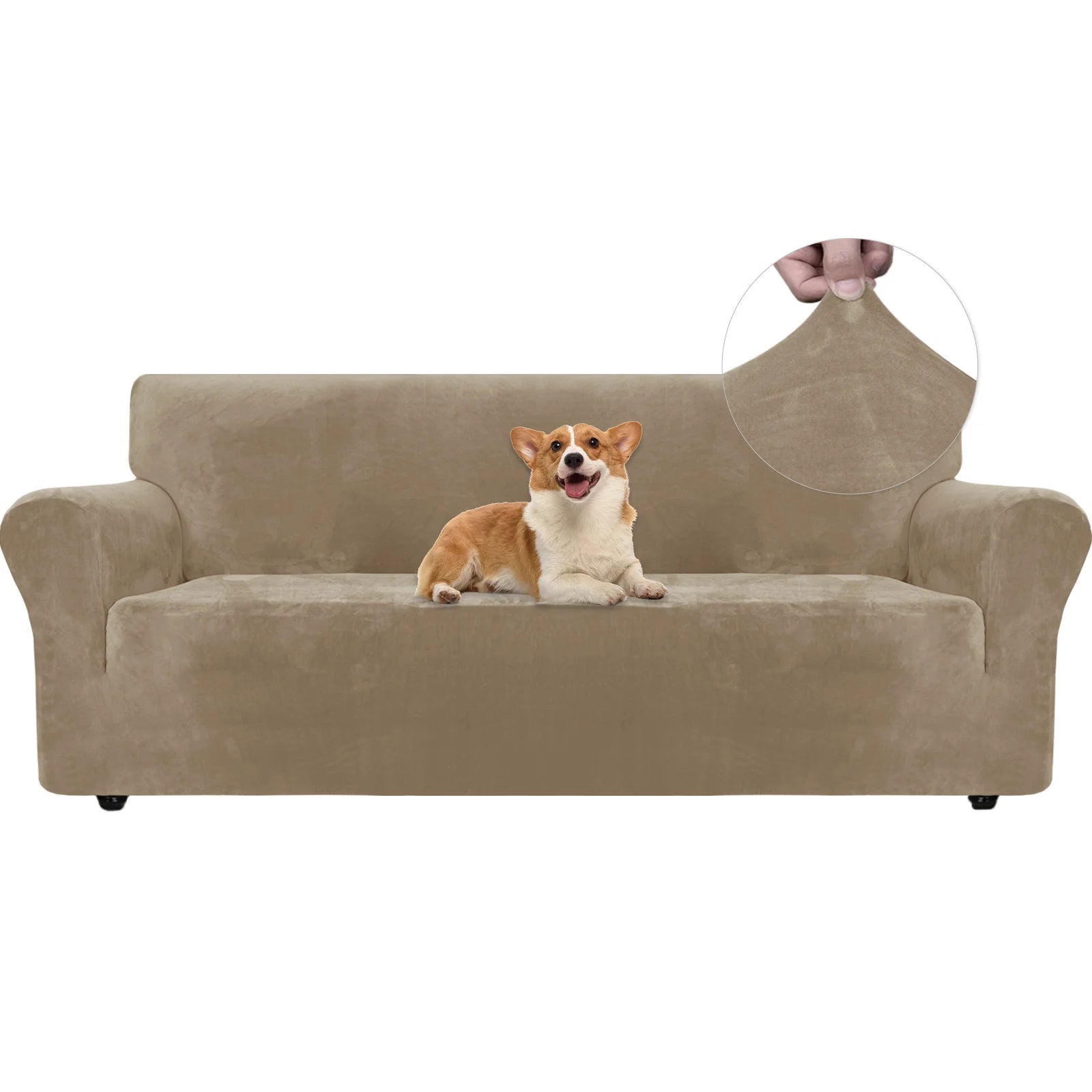 YSTYLE Velvet 3 Seater Sofa Cover – Stretch Fit, Anti-Scratch, Pet-Friendly, Non-Slip, Washable