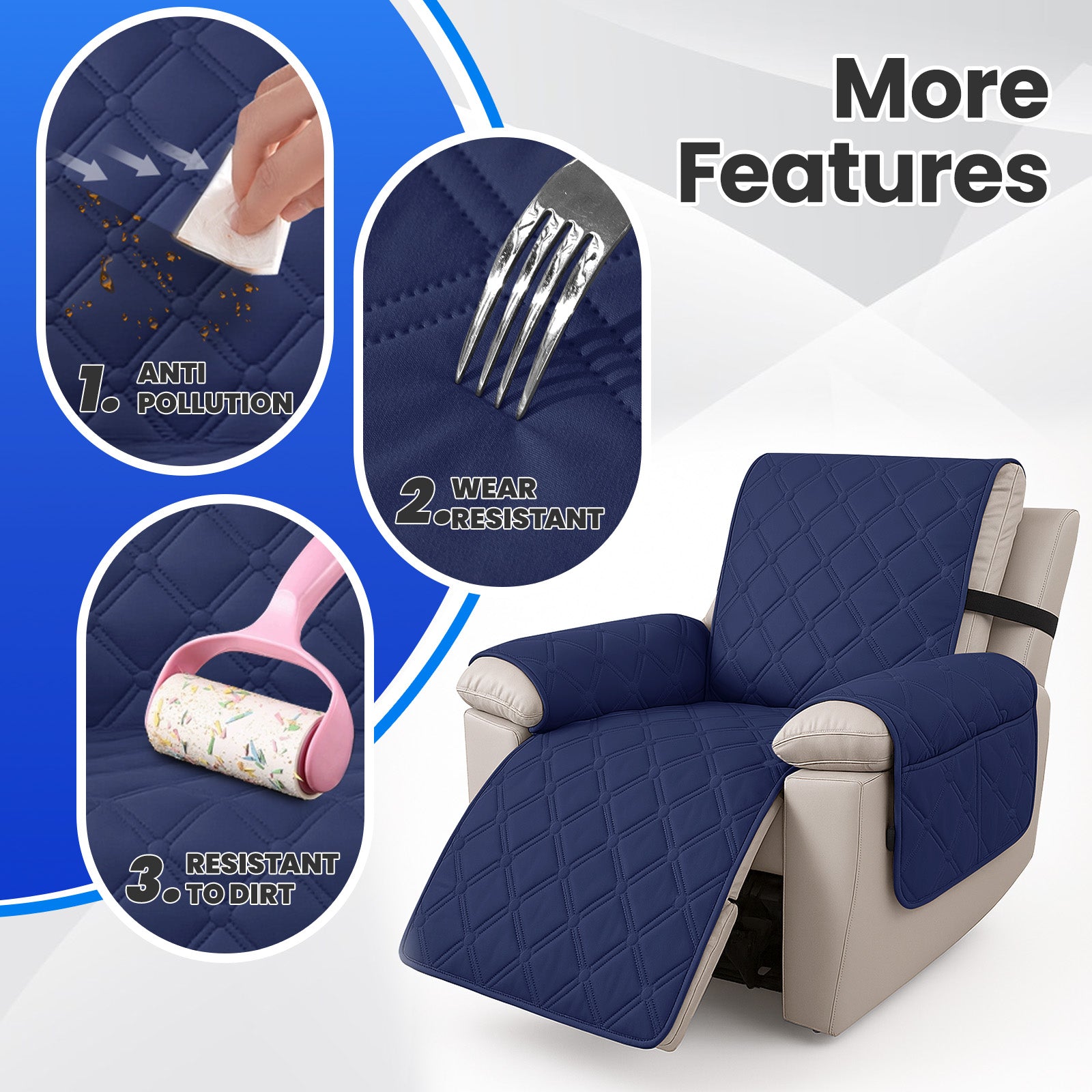 YSTYLE Waterproof Armchair Cover with Pockets and Non Slip Backing-YSTYLE