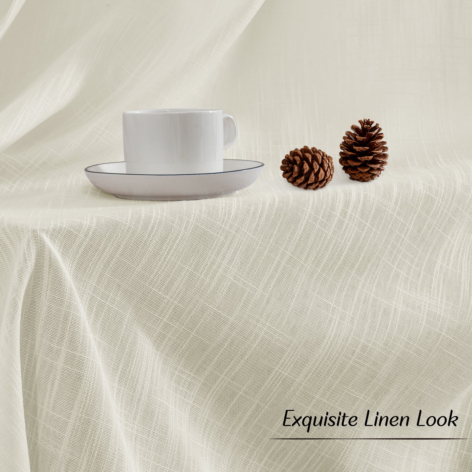 Ystyle 2 Panels Set, Linen-Effect Indoor Curtains, 70x240 cm, Living Room Window Curtains with Cross Weave, Kitchen Voile Curtains with Rod Pocket, Modern Lightweight Bedroom Curtains