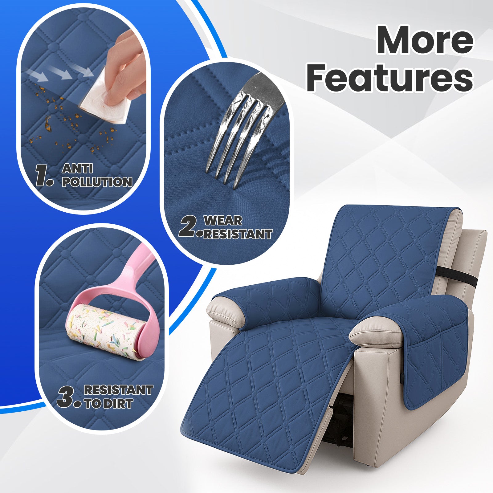 Waterproof Recliner Chair Cover 1 Seater with Armrests