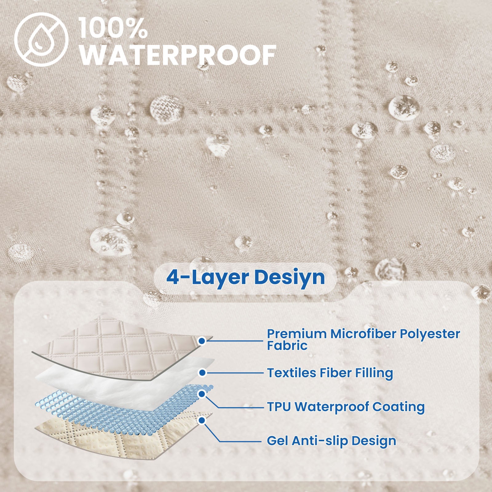 YSTYLE Waterproof Armchair Cover with Pockets and Non Slip Backing-YSTYLE