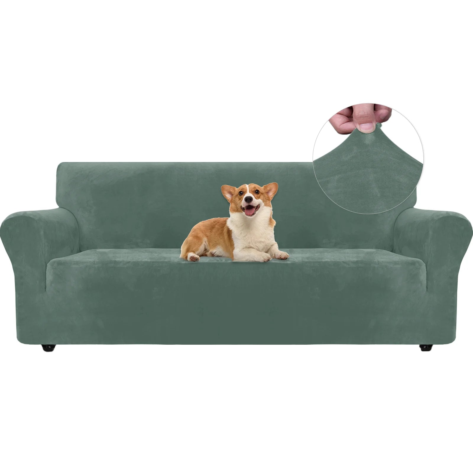 YSTYLE Velvet 3 Seater Sofa Cover – Stretch Fit, Anti-Scratch, Pet-Friendly, Non-Slip, Washable