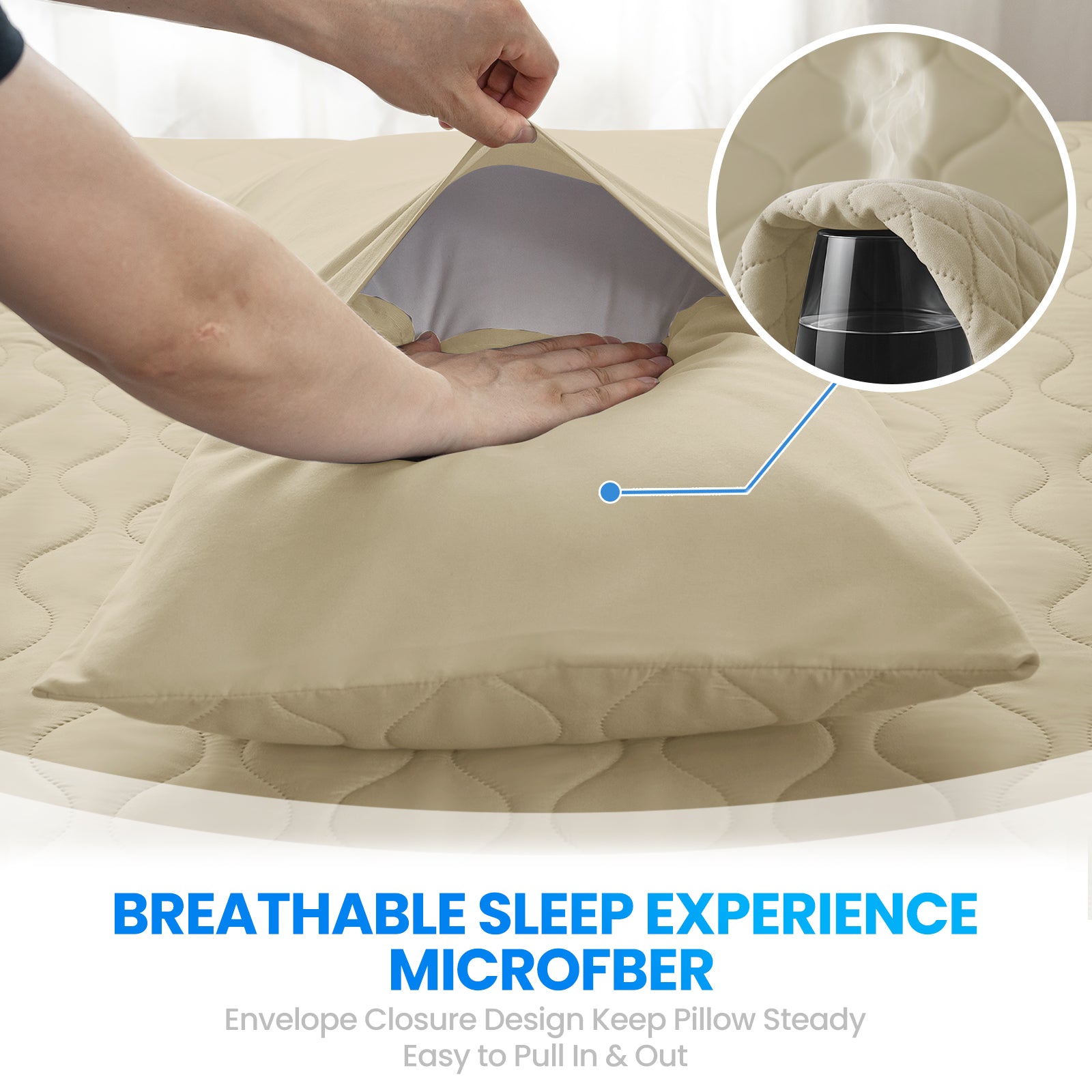 YSTYLE 2 Waterproof Pillowcases 50x80cm Breathable Anti Mite-YSTYLE