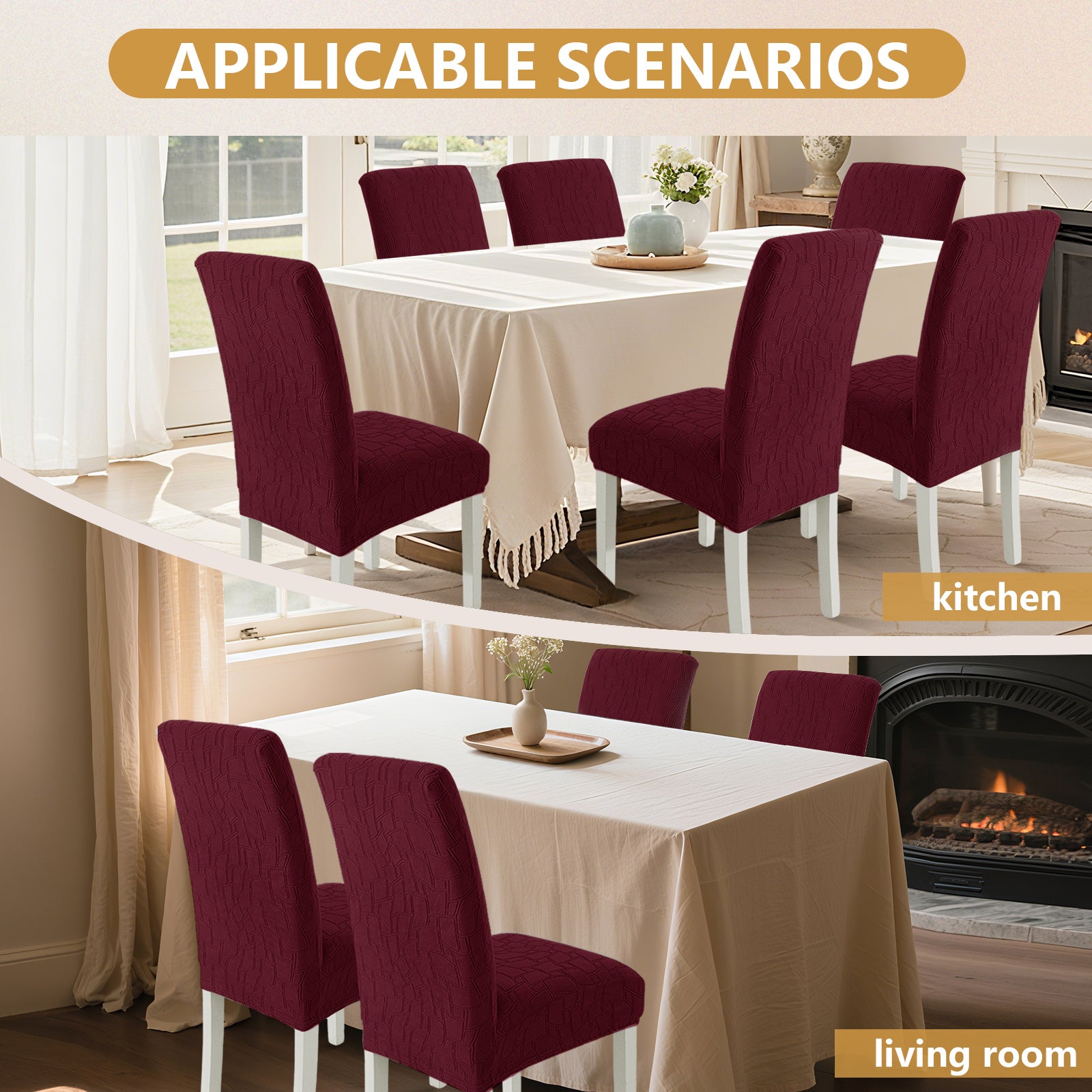Ystyle 6 Pieces Stretch Chair Covers with Backrest Washable-YSTYLE
