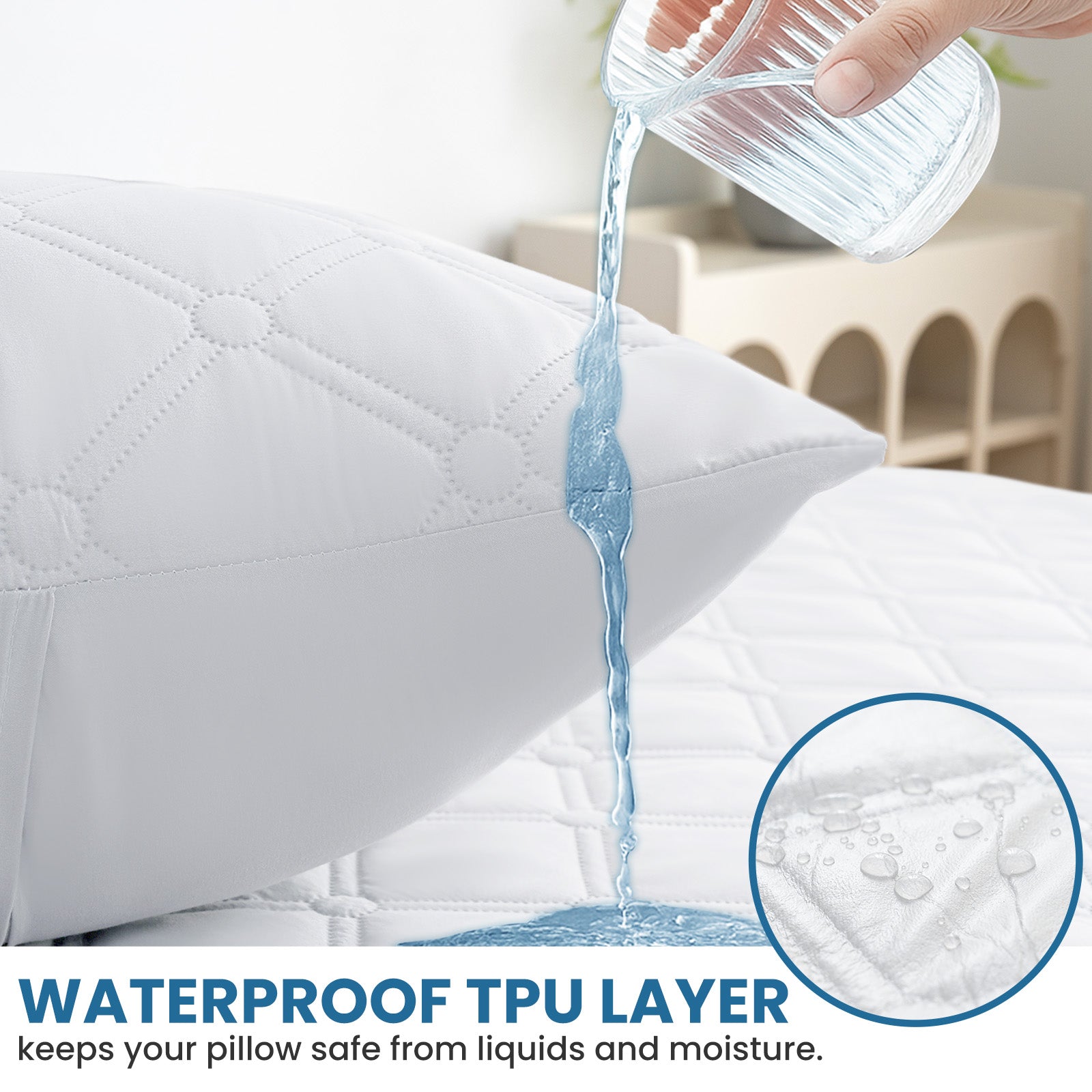 Ystyle 2 Pieces Waterproof Bed Pillowcases 50x80cm Hypoallergenic-YSTYLE