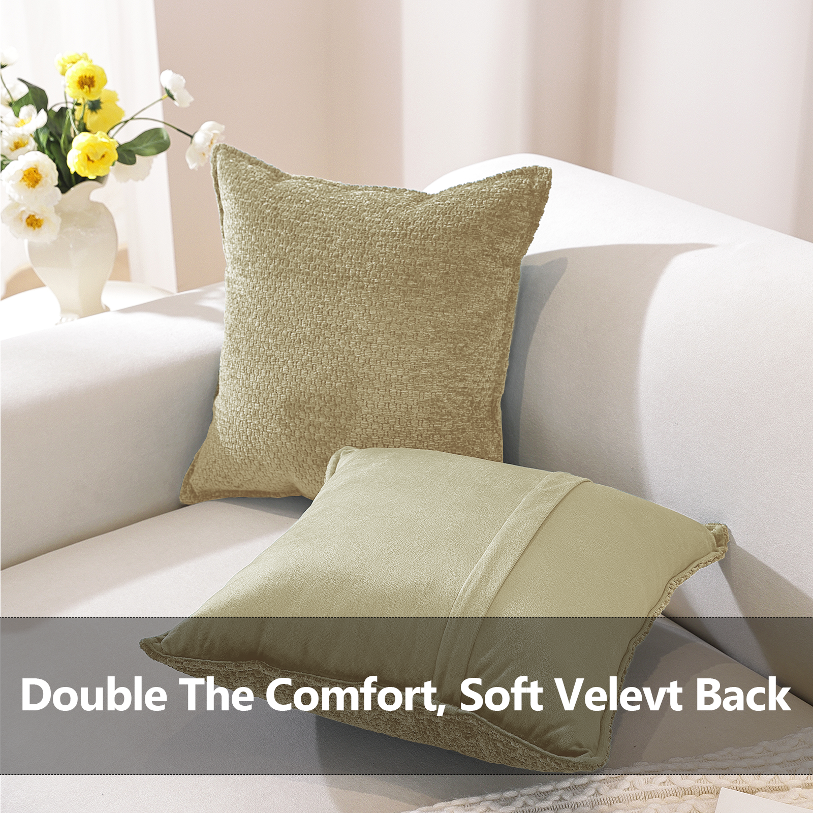 Ystyle Chenille Sofa Cushion Covers 40 x 40 cm, 2 Pieces, Soft Durable Cushion Cover, Cushion Cover with Corazón Shape, Decorative Cushion Covers Living Room