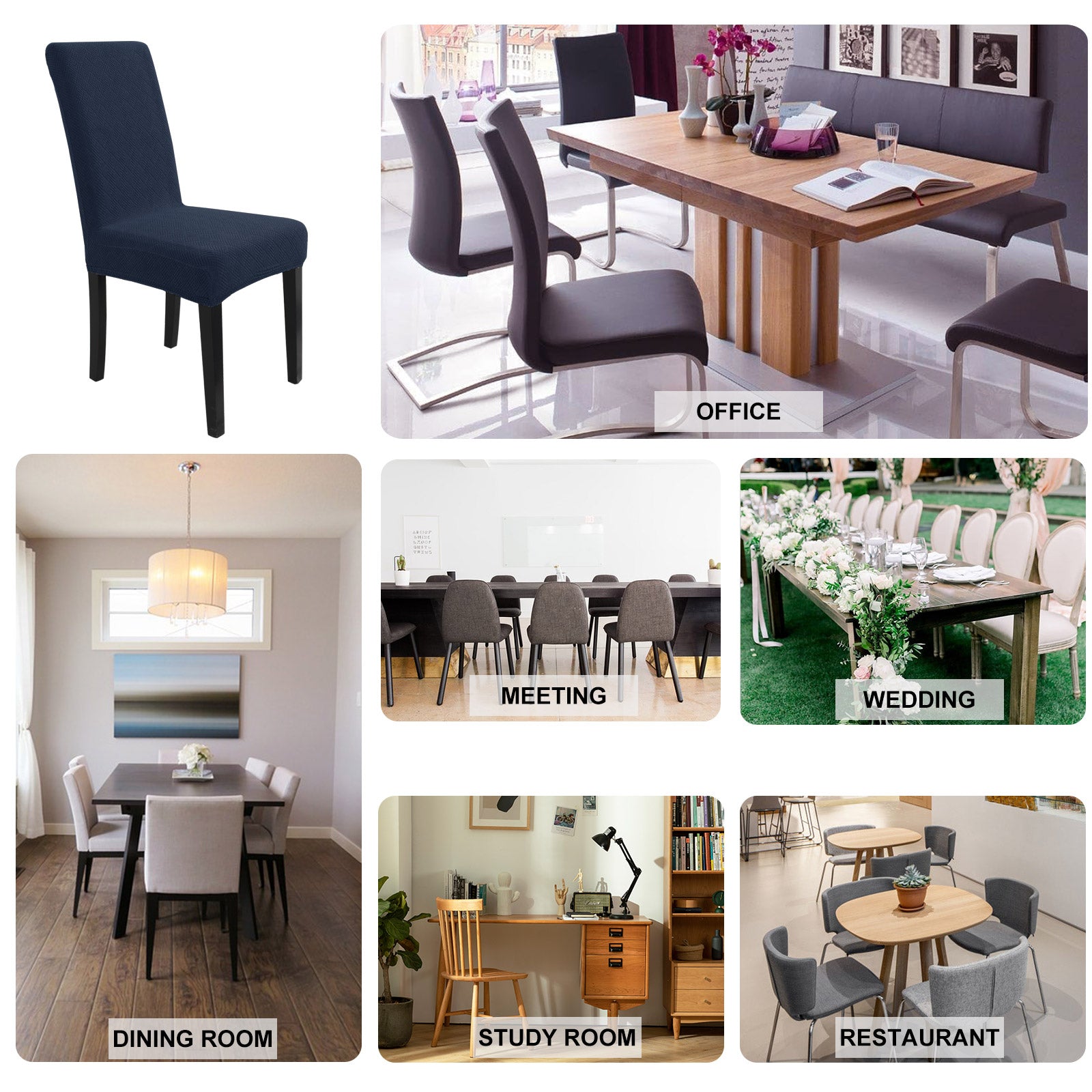 YSTYLE 6 Stück Stretch-Esszimmerstuhlbezüge Diamant-Jacquard