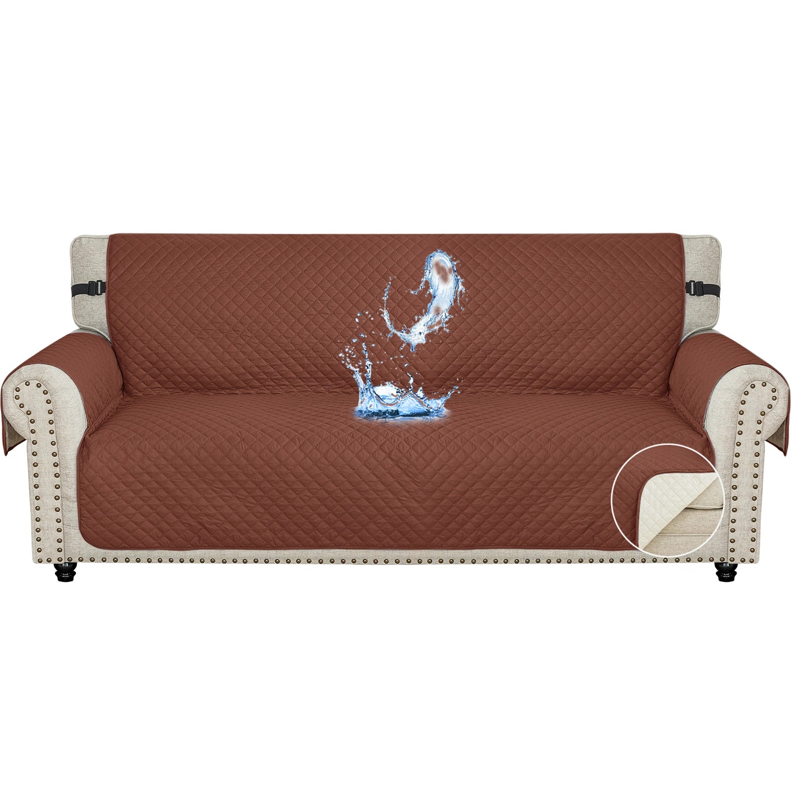 YSTYLE Waterproof 4 Seater Sofa Cover with Side Pockets Anti-Slip-YSTYLE