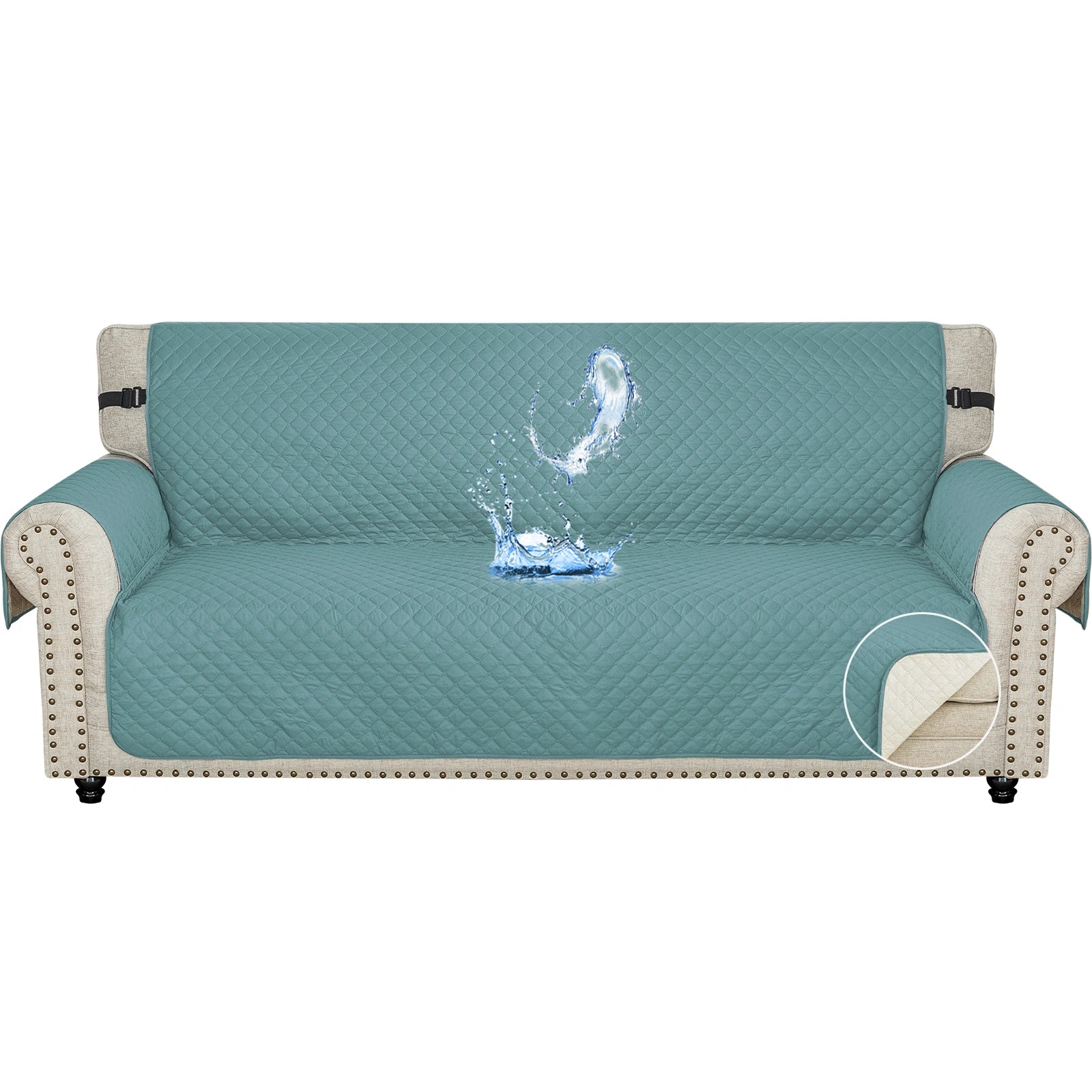 YSTYLE Waterproof 4 Seater Sofa Cover with Side Pockets Anti-Slip-YSTYLE