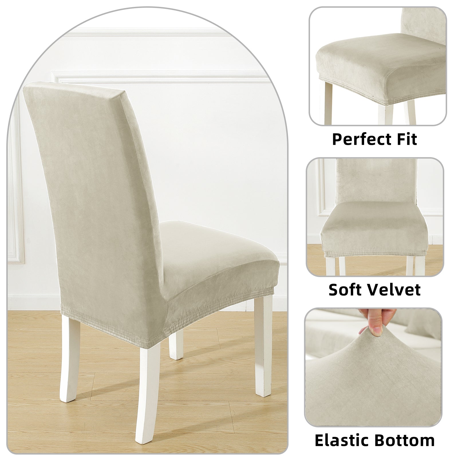 YSTYLE 6 pezzi di coprisedie in velluto elasticizzato con schienale