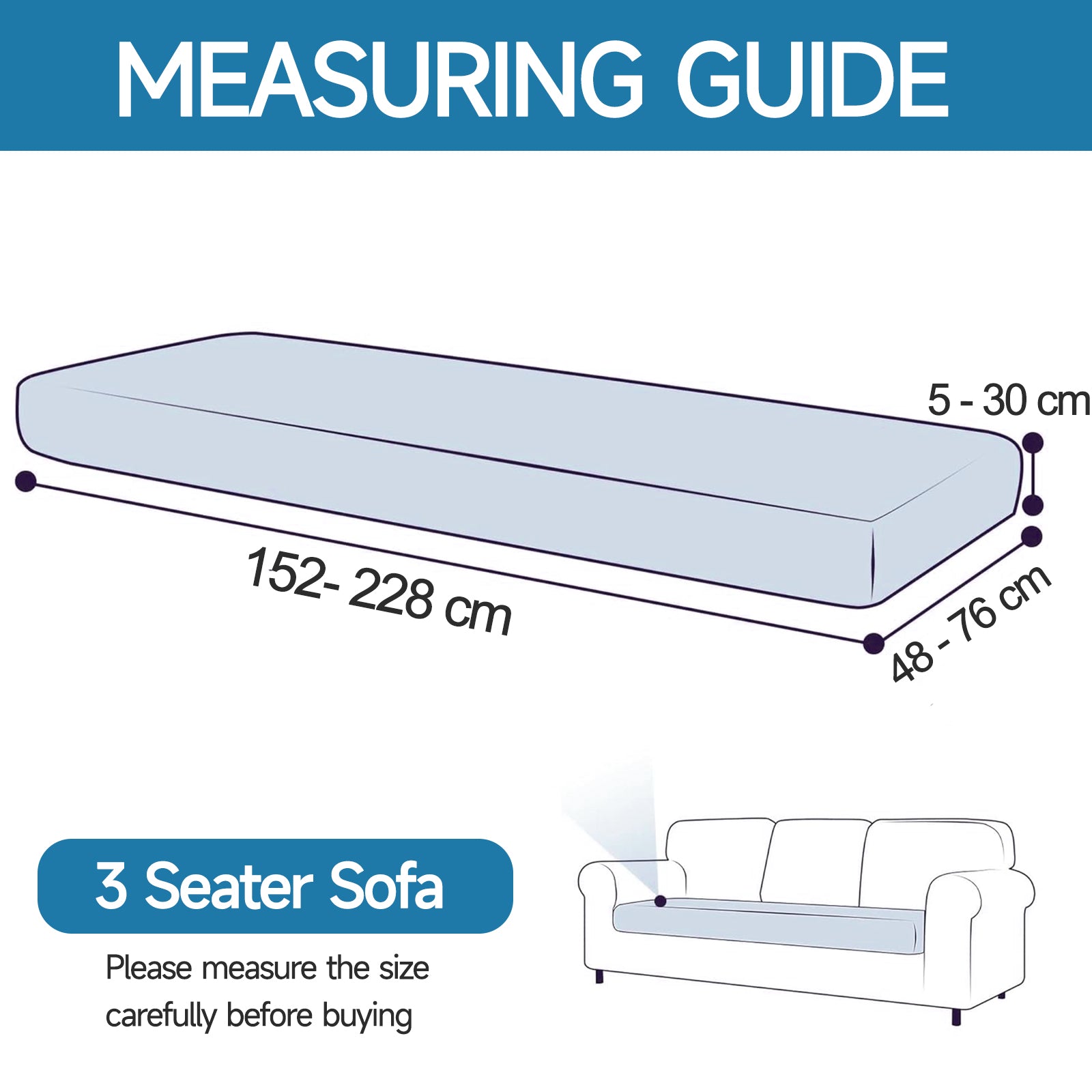 YSTYLE Stretch Sofa Seat Cover 3 Seater Geometric Anti Slip-YSTYLE