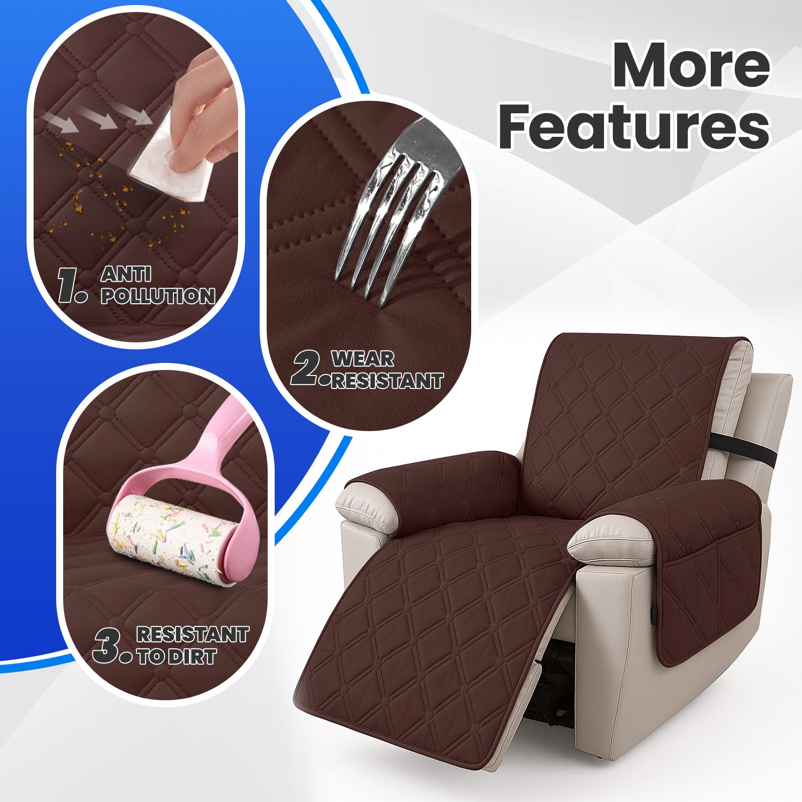 YSTYLE Waterproof Armchair Cover with Pockets and Non Slip Backing-YSTYLE