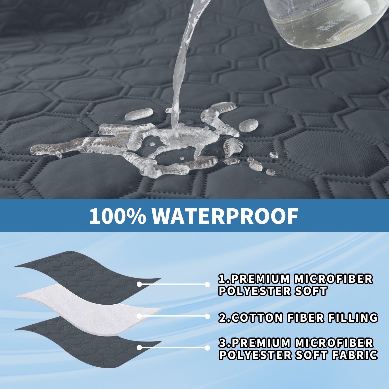 Copertura per divano impermeabile YSTYLE per 3 posti con braccioli, antiscivolo